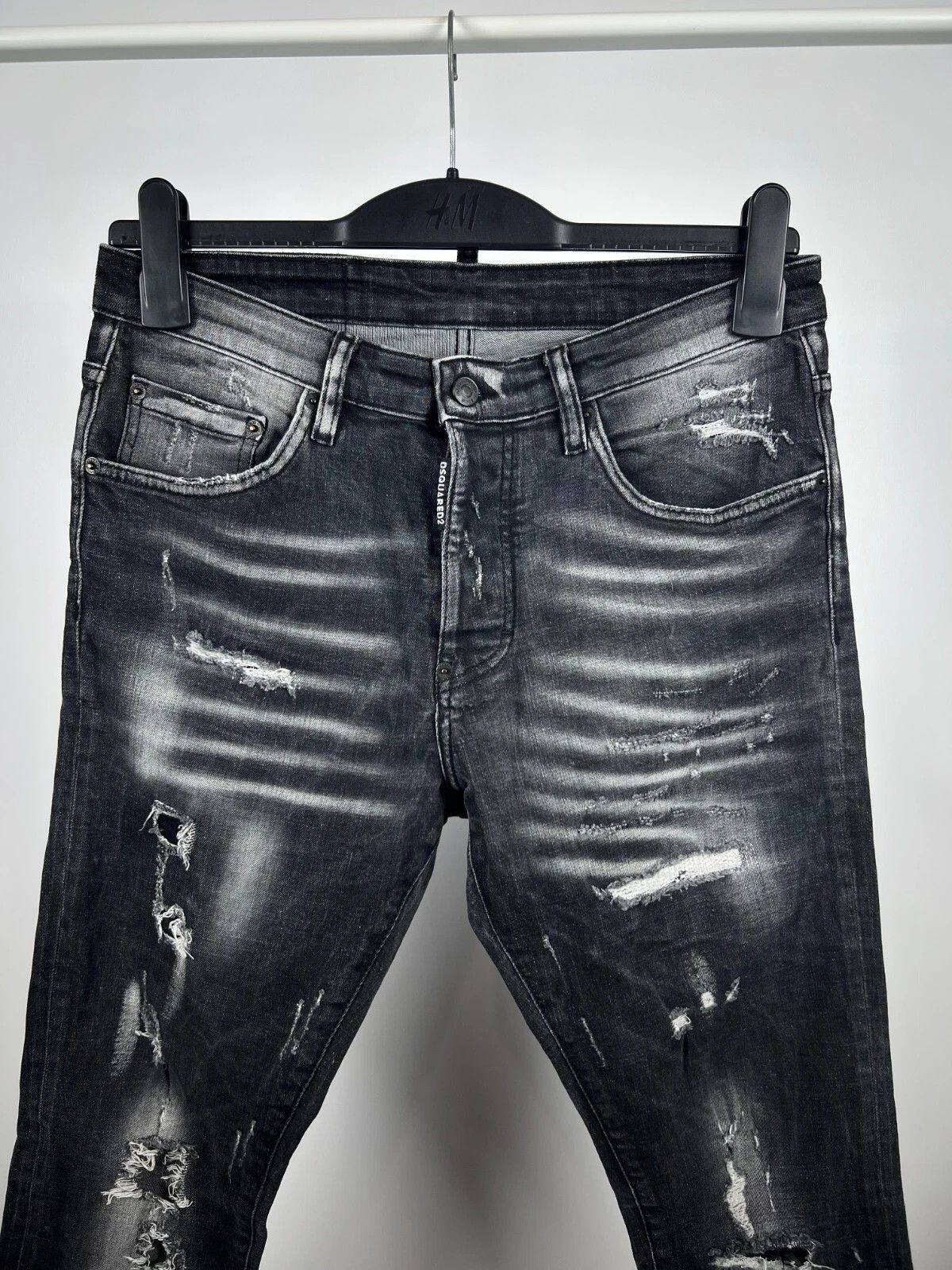 Dsquared2 DSQUARED2 Men's Dark Grey Distressed Slim Fit Italian Jeans Size US 32 / EU 48 - 3 Thumbnail