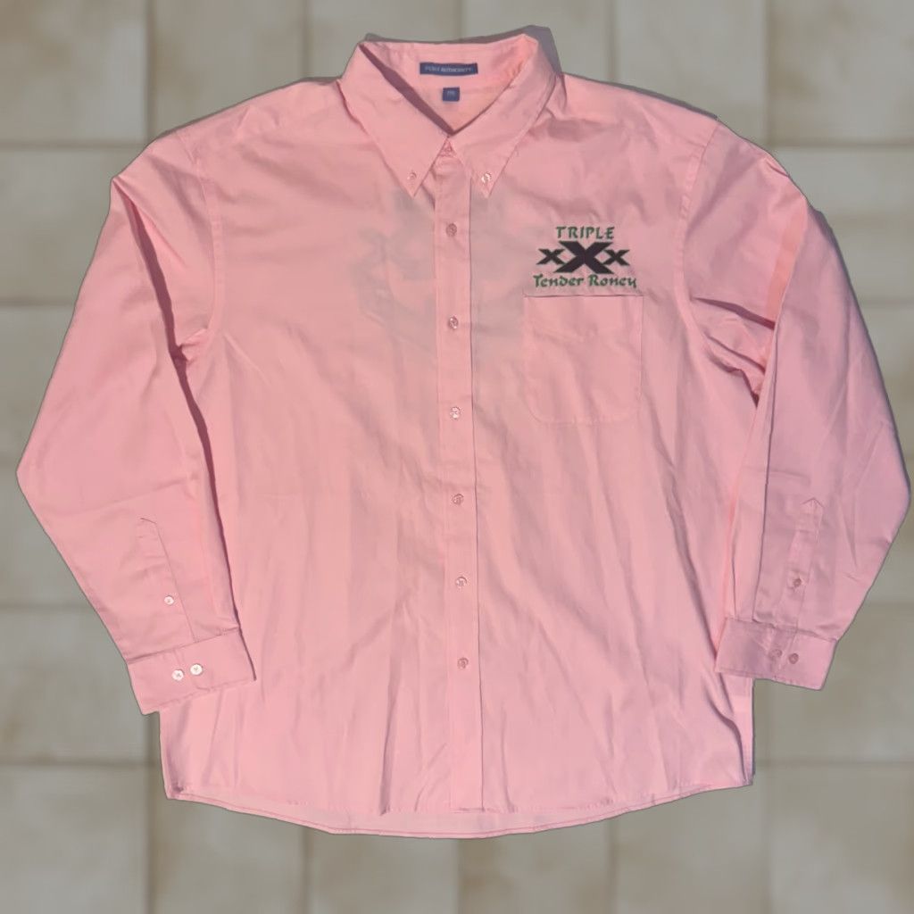 Port Authority Port Authority Corvette Racing Club Pink Logo Shirt Button-Up Long Sleeve 2XL Mens Regular Cotton Knit Size US XXL / EU 58 / 5 - 1 Thumbnail