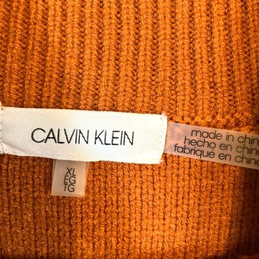Calvin Klein Calvin Klein Womens Sweater Rust Orange Chain Link Mock Neck Long Sleeve XL Size XL / US 12-14 / IT 48-50 - 4 Thumbnail