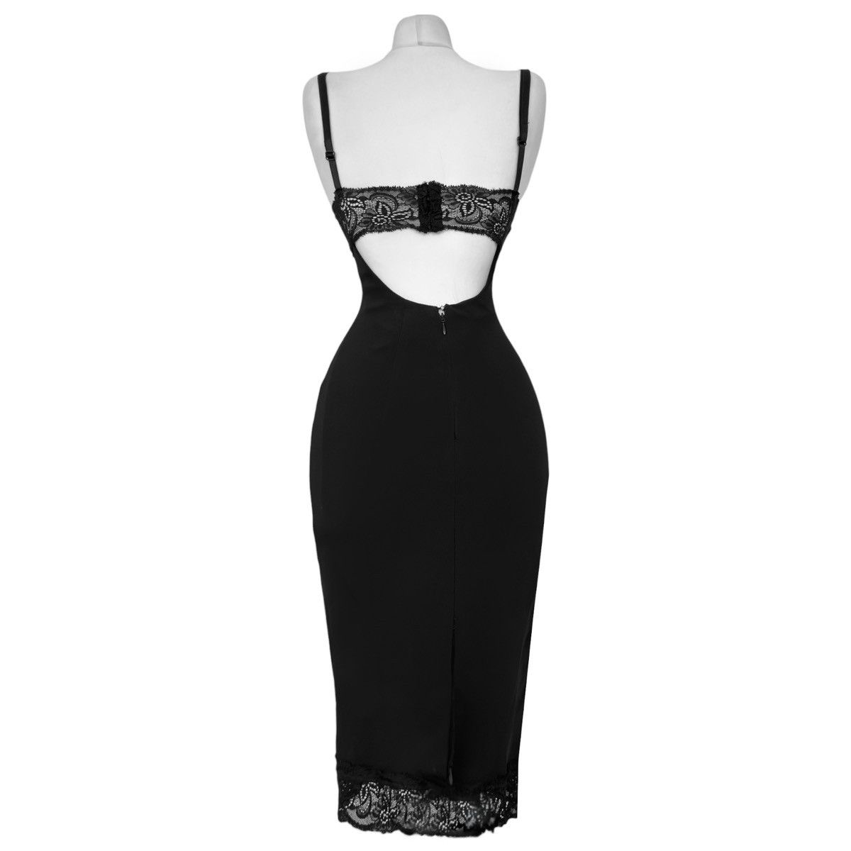 Dolce & Gabbana Dolce & Gabbana Runway Black Lace-Trim Midi Dress Size S / US 4 / IT 40 - 2 Thumbnail