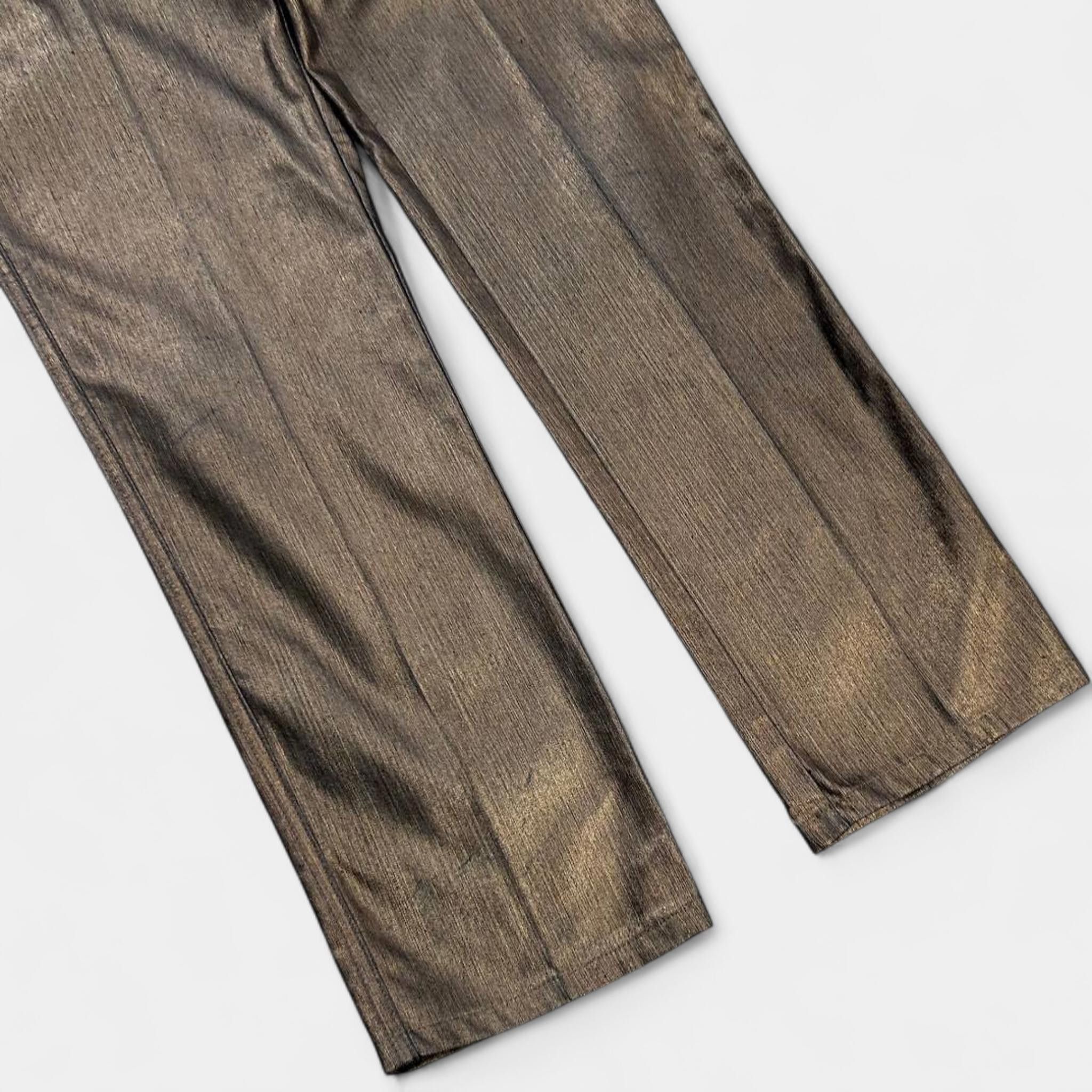 Dolce & Gabbana Dolce & Gabbana Metallic Gold Straight Leg Pants Size US 31 - 2 Thumbnail