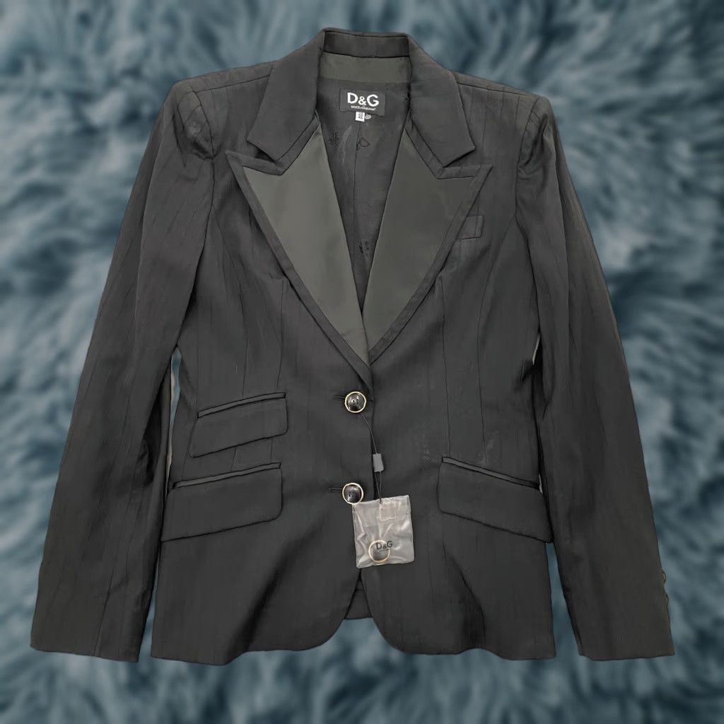 Dolce & Gabbana Dolce&Gabbana Suit Womens 32/46 Black Striped Wool Blend Blazer Jacket Ladies Blazer Jacket Single-Breasted Notch Lapel Wool Blend Black Striped Size XXS / US 00 / IT 34 - 1 Thumbnail