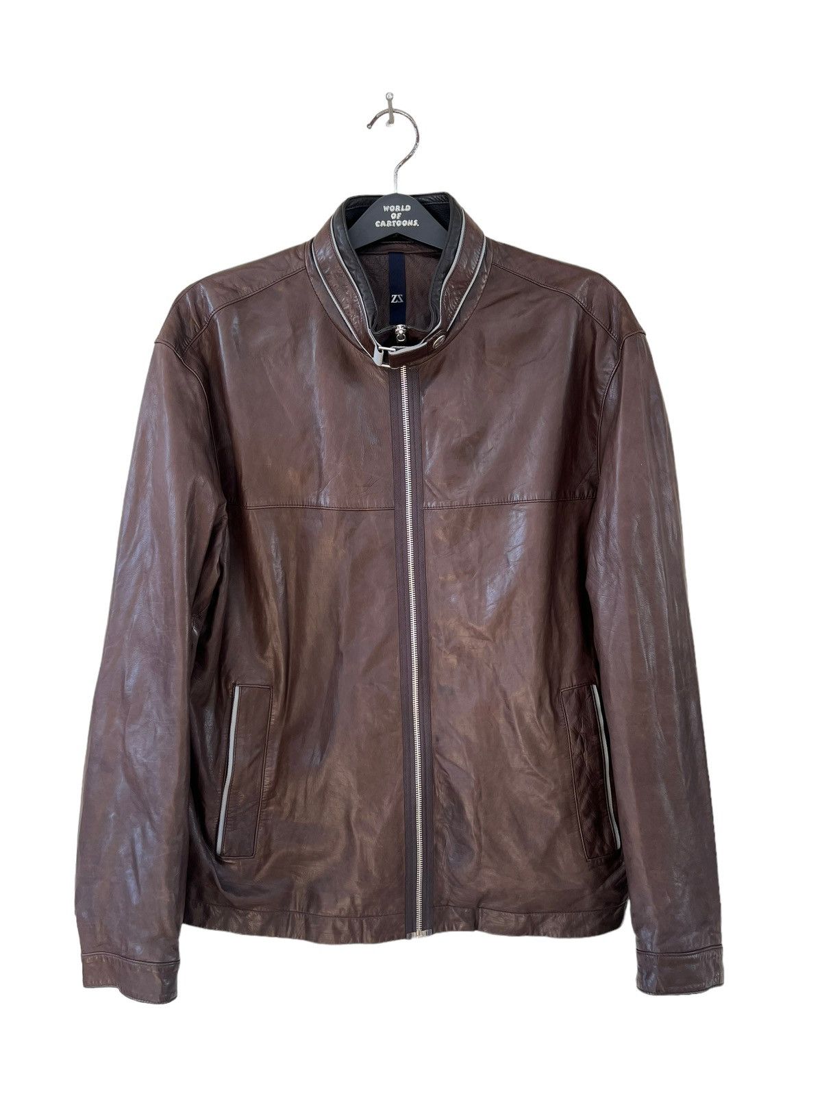 Ermenegildo Zegna Zegna Sport Patina Brown Leather Jacket Size US XXL / EU 58 / 5 - 6 Thumbnail