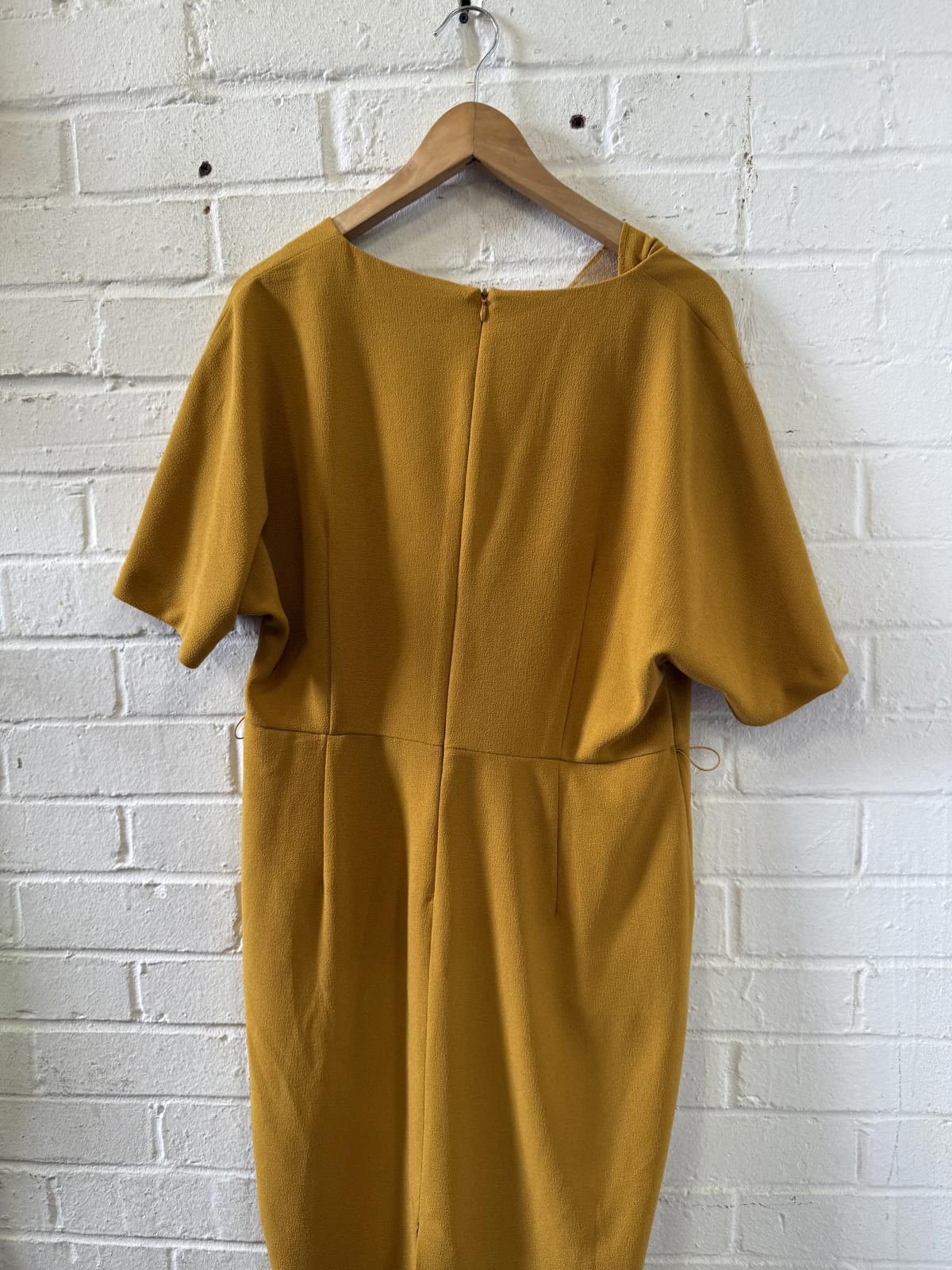 Designer M&S Collection Mustard Yellow Midi Dress Size M / US 6-8 / IT 42-44 - 2 Thumbnail