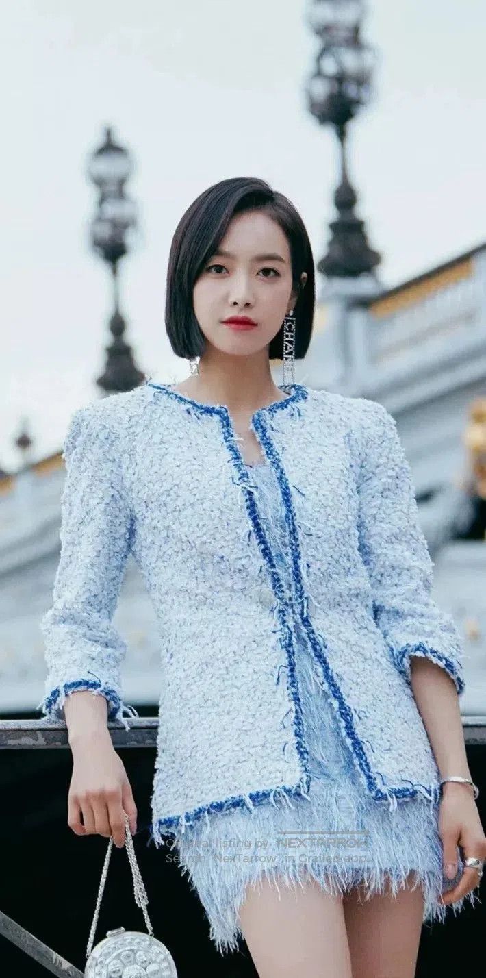 Chanel Chanel 18s Blue White Tweed Fringe Jacket. Size XXS / US 00 / IT 34 - 9 Thumbnail