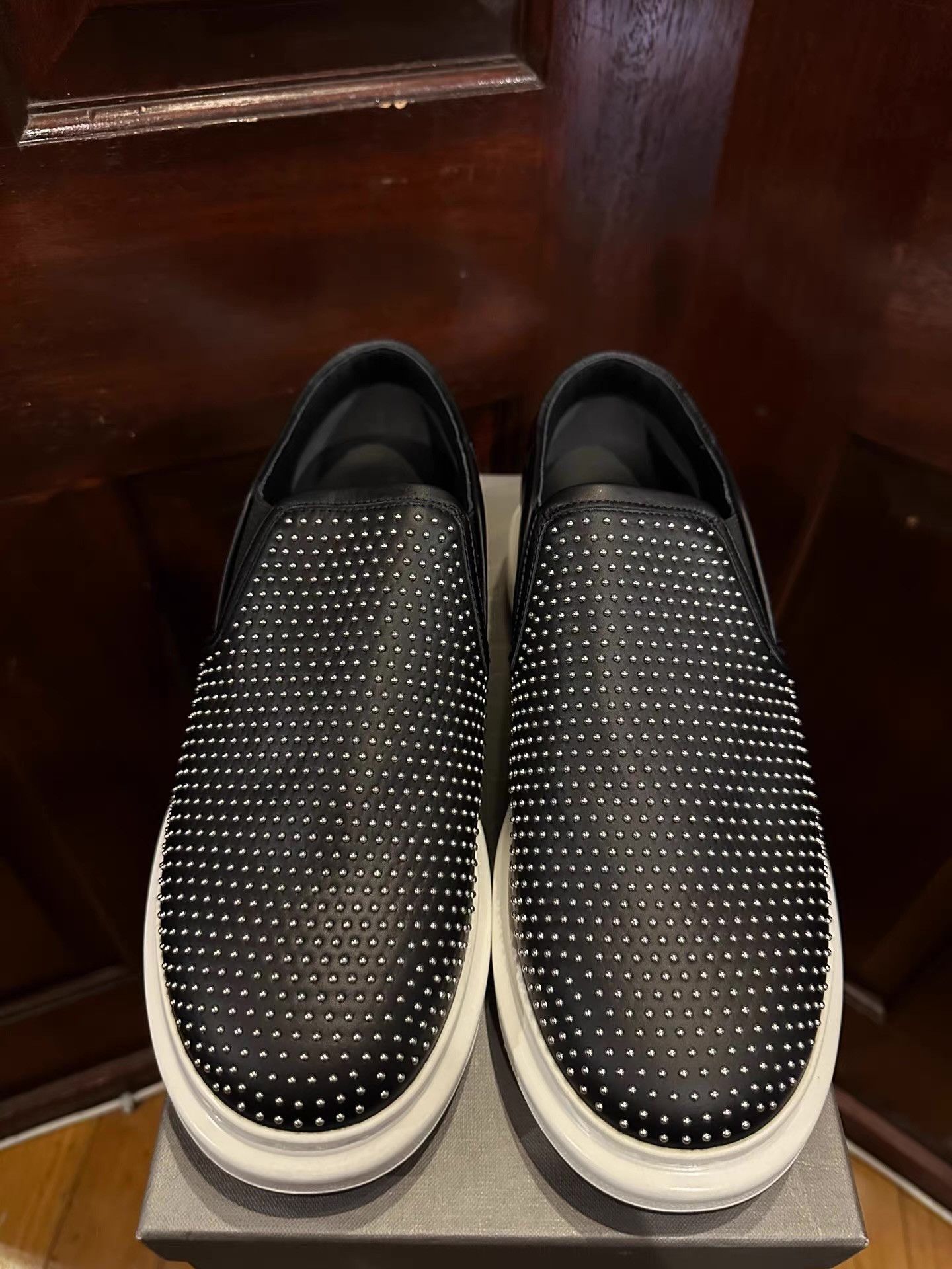 Alexander McQueen Alexander McQueen Men’s Black Studded Platform Slip‑Ons Ｑ25 Size US 7 / EU 40 - 5 Thumbnail