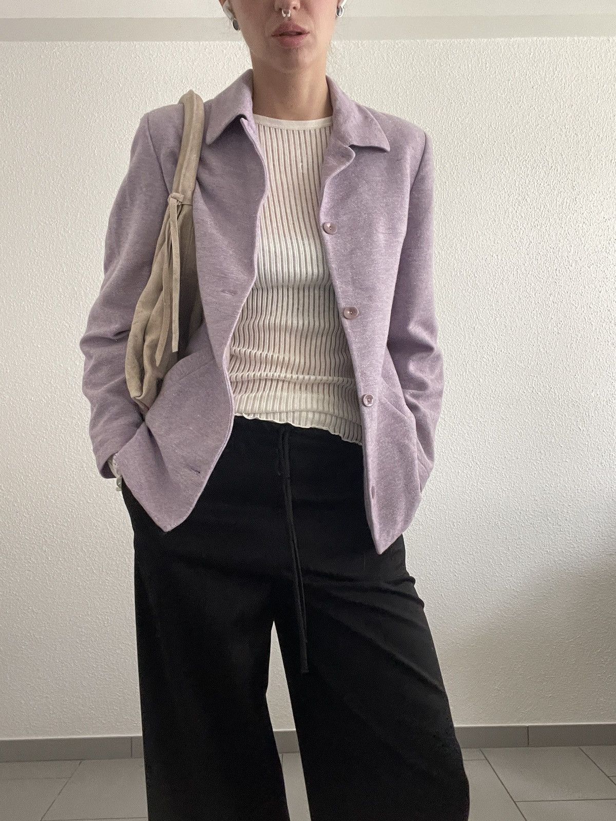 Designer × Vintage Vintage lilac jacket: Viscose, wool and silk Size XS / US 0-2 / IT 36-38 - 5 Thumbnail