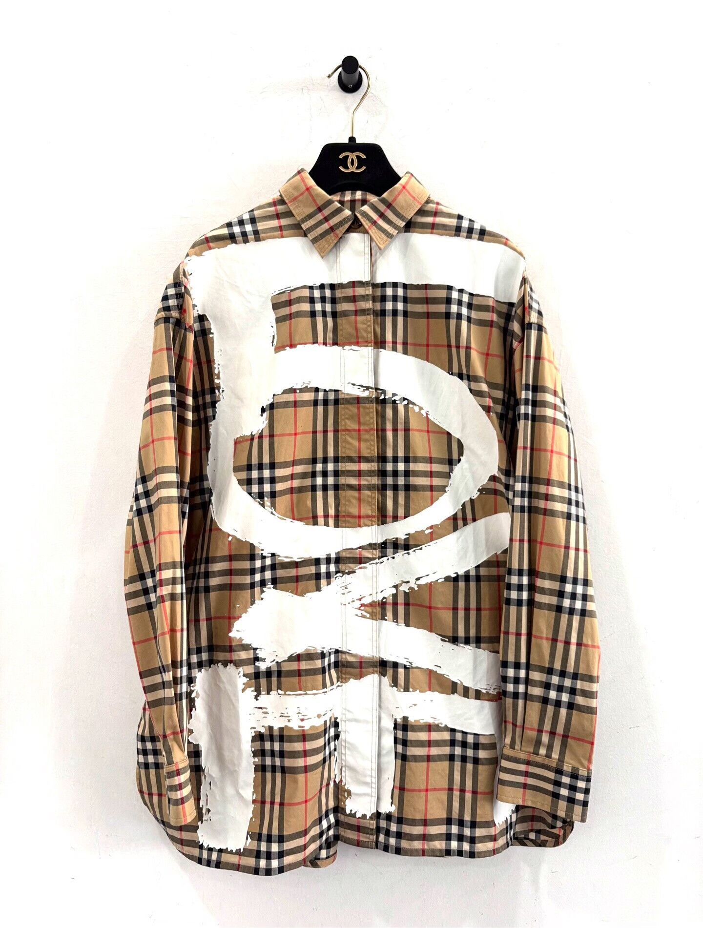 Burberry Burberry Striped LOVE Logo Men's Brown Shirt Jacket Size US M / EU 48-50 / 2 - 1 Thumbnail