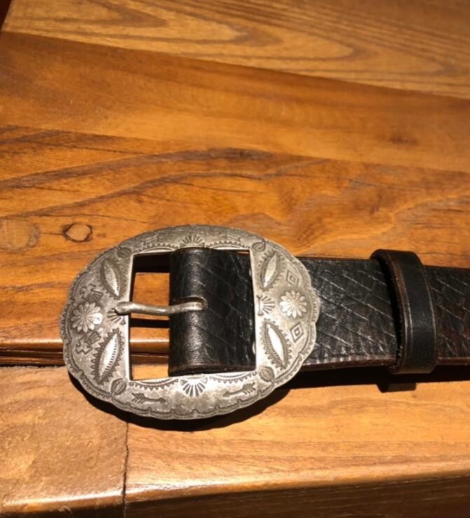 Designer × Leather Retro Locomotive Leather Nail Belt Size ONE SIZE - 3 Thumbnail