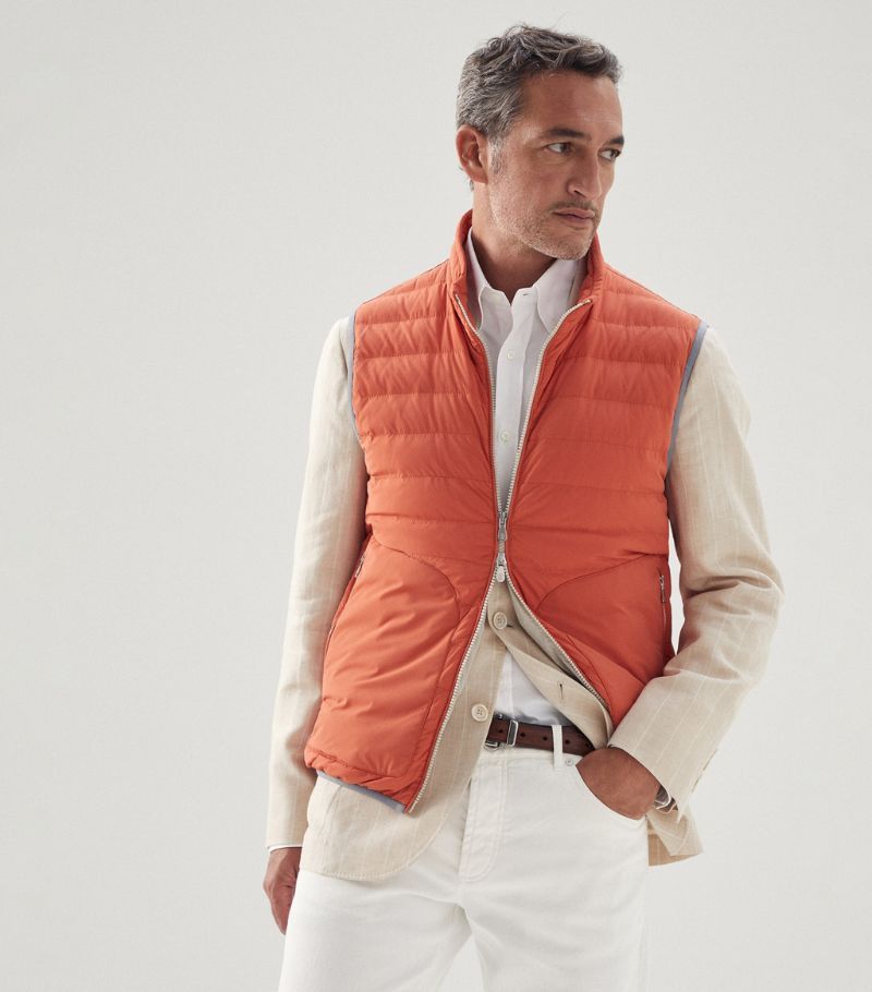 image of Brunello Cucinelli O1W1Db10524 Vest In Orange, Men's (Size XS)