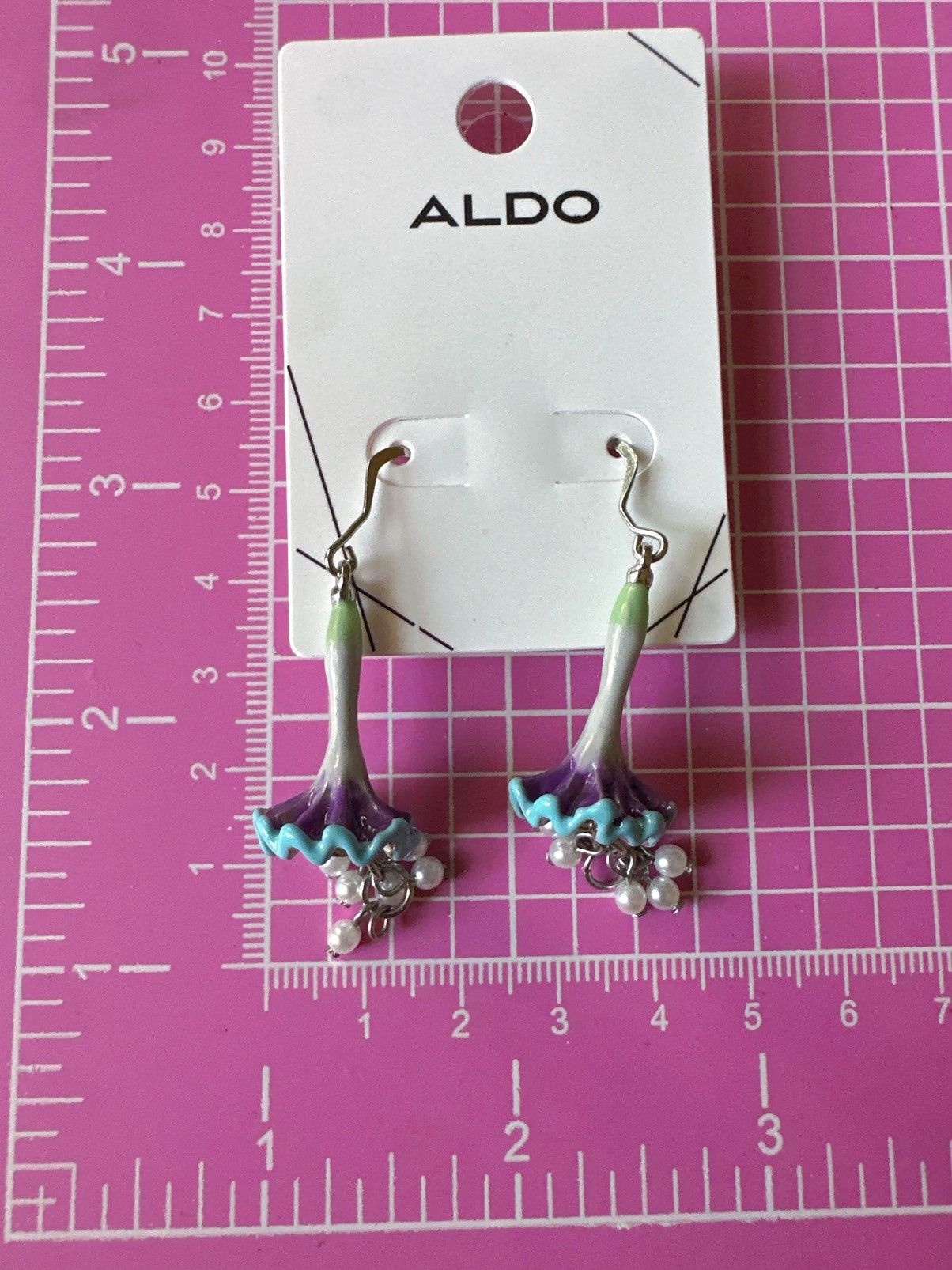 Aldo Aldo Earrings purple blue Morning Glory pearls Stamens Size ONE SIZE - 3 Thumbnail