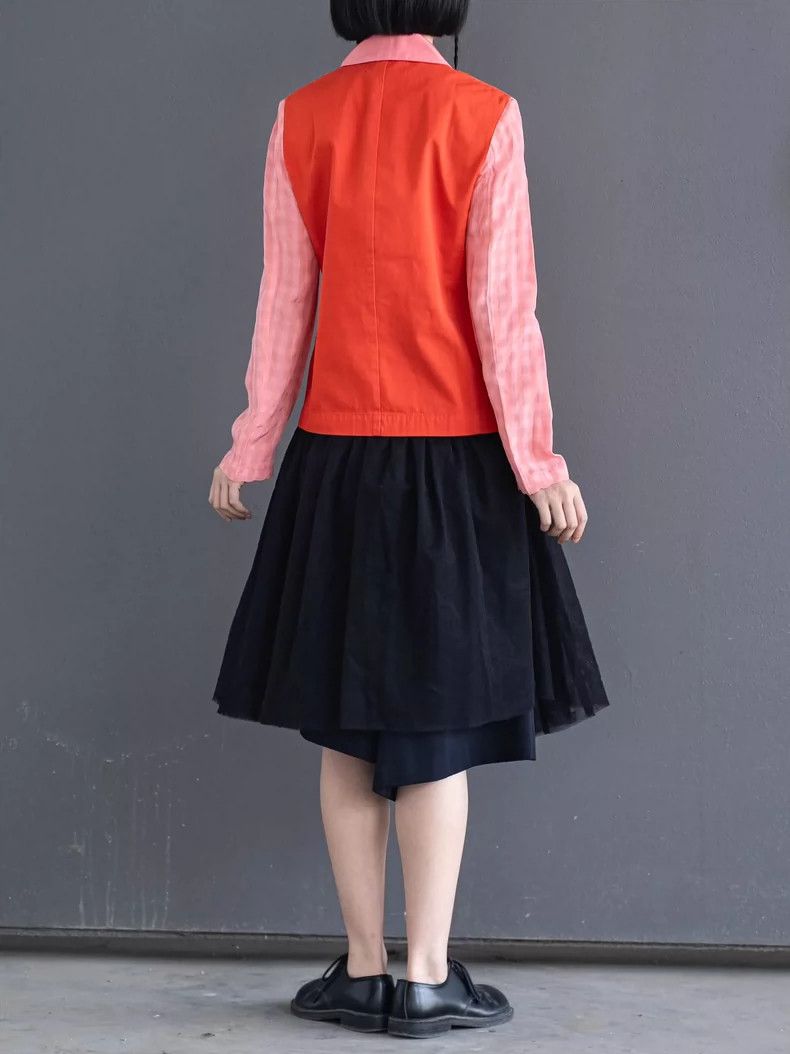 Comme des Garcons Comme Des Garcons Red and Pink Patchwork Crew Neck Top Size S / US 4 / IT 40 - 4 Thumbnail