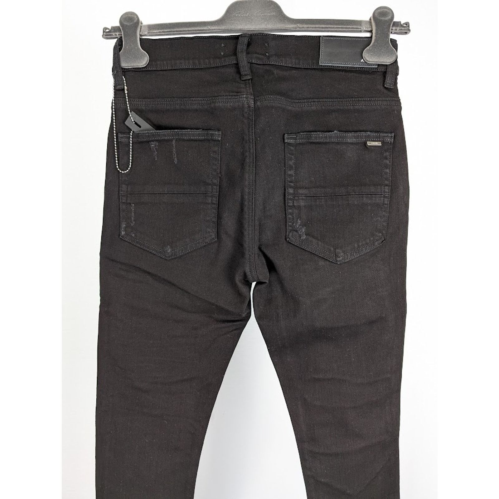 Amiri o1rshd1 Leather Thrasher Jeans in Black Size US 30 / EU 46 - 14 Thumbnail