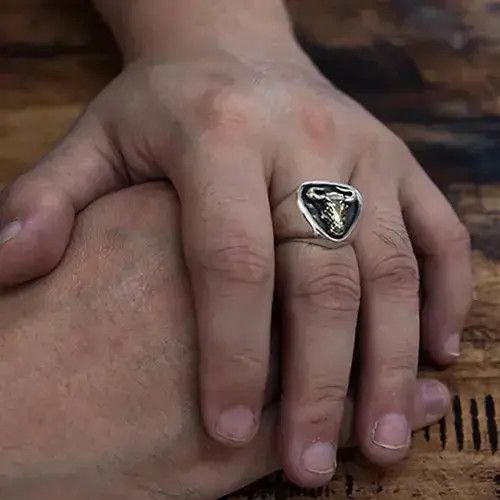 Other Retro Personality Bull Pattern Ring Open Size Size ONE SIZE - 2 Thumbnail