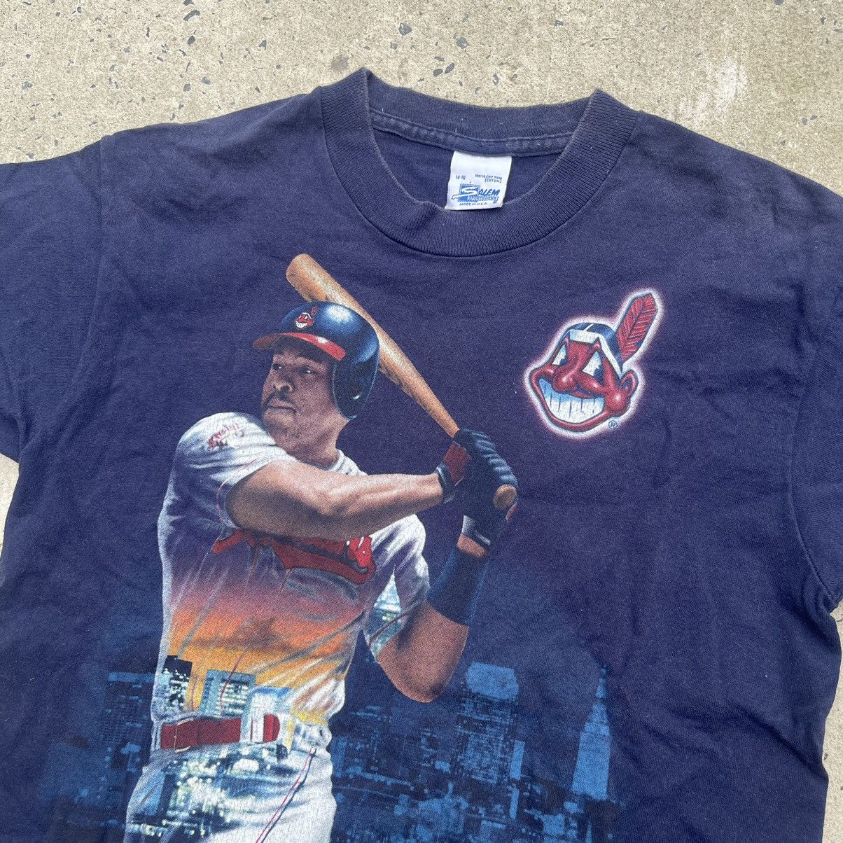 Salem Sportswear Vintage 90s ALBERT BELLE CLEVELAND INDIANS Shirt Size US XS / EU 42 / 0 - 2 Thumbnail