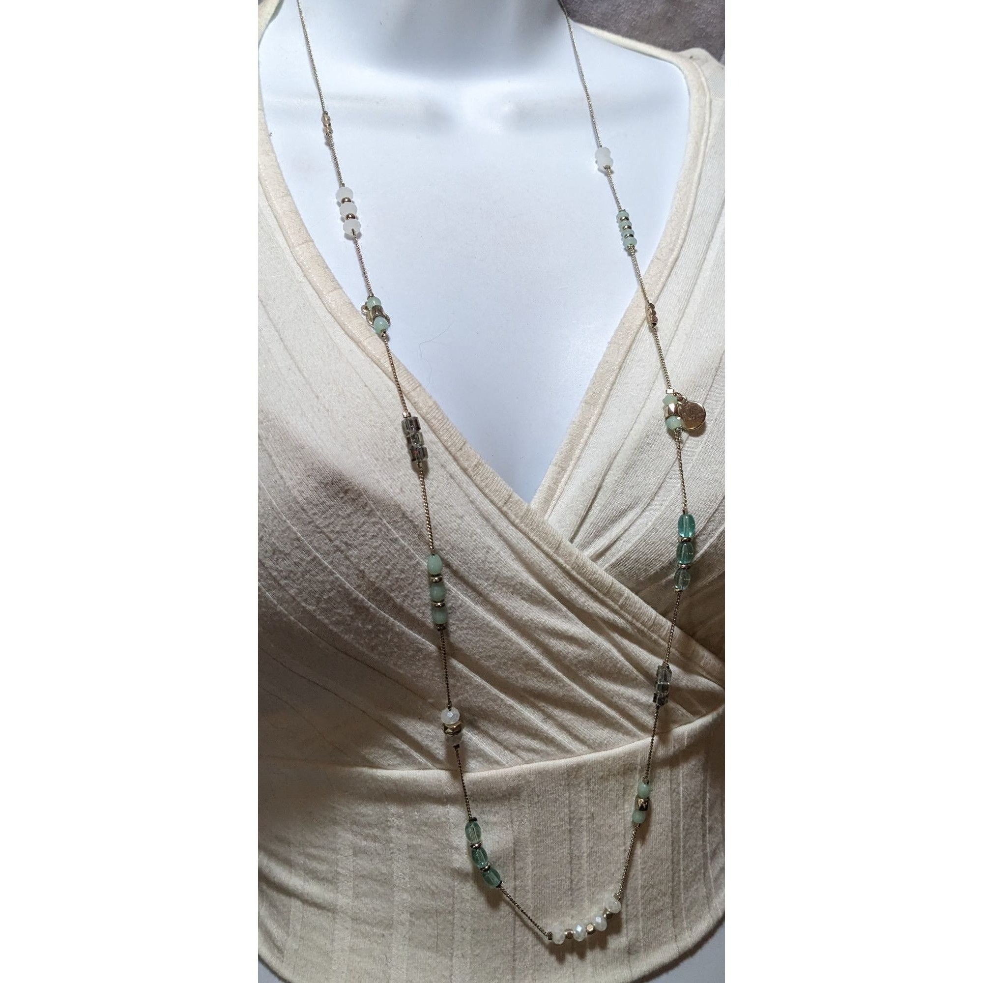 Other Minimalist Blue And Gold Beaded Station Necklace Size ONE SIZE - 7 Thumbnail