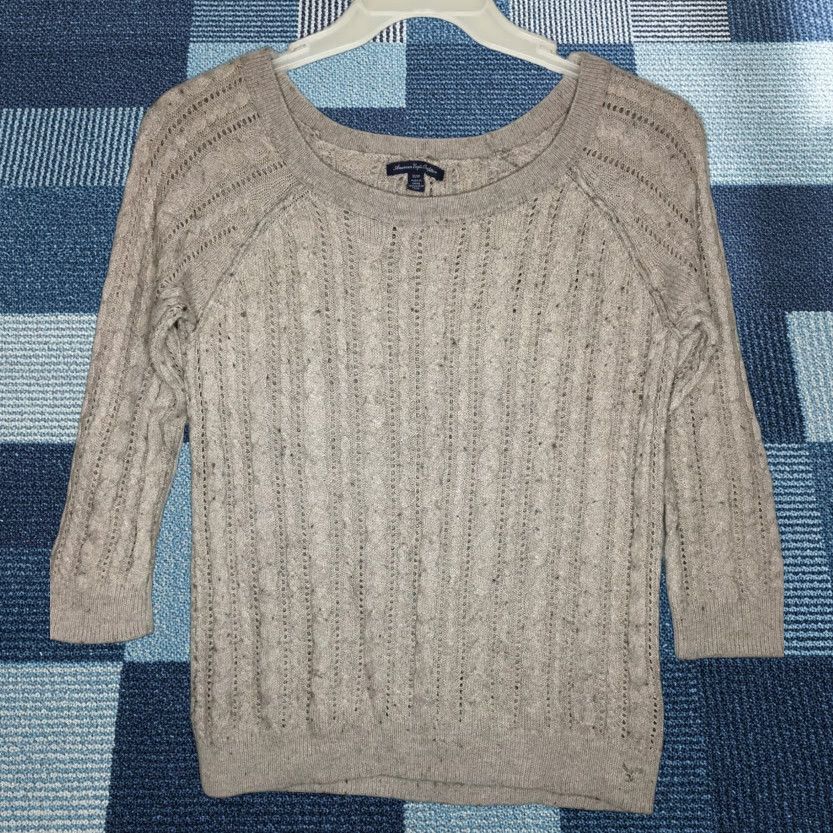 American Eagle Outfitters American Eagle Outfitters Women's Brown Cable-Knit Sweater Size XS Pullover Knit Round Neck 3/4 Sleeve Casual Vintage: No Size XS / US 0-2 / IT 36-38 - 1 Thumbnail