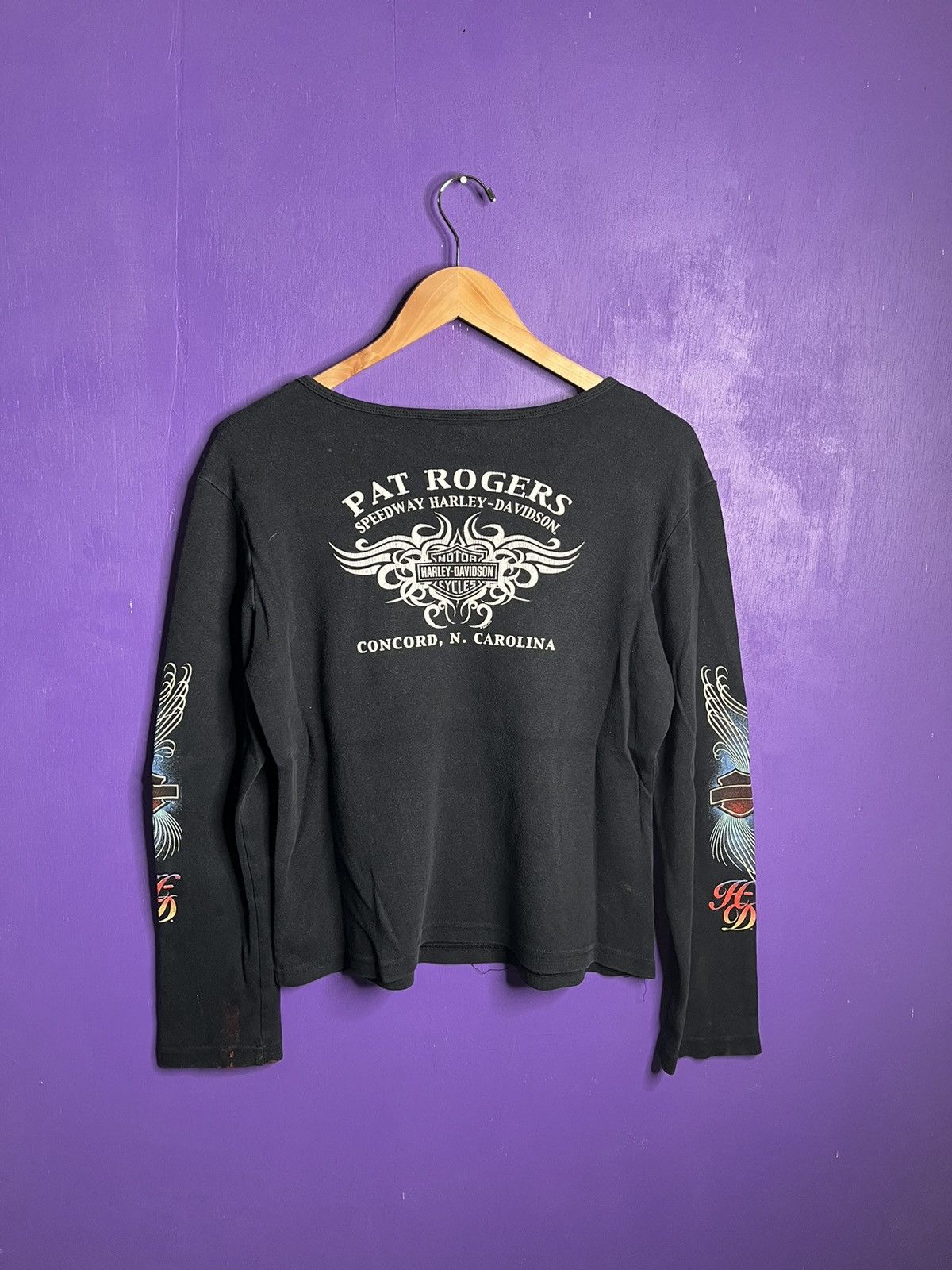 Harley Davidson × Vintage Vintage ‘00s Harley Davidson heart logo long-sleeve t-shirt Size L / US 10 / IT 46 - 2 Thumbnail