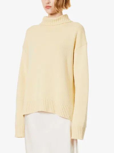 Jil Sander o1y1025 Turtleneck Cashmere Blend Sweater in Light Yellow Size S / US 4 / IT 40 - 2 Thumbnail