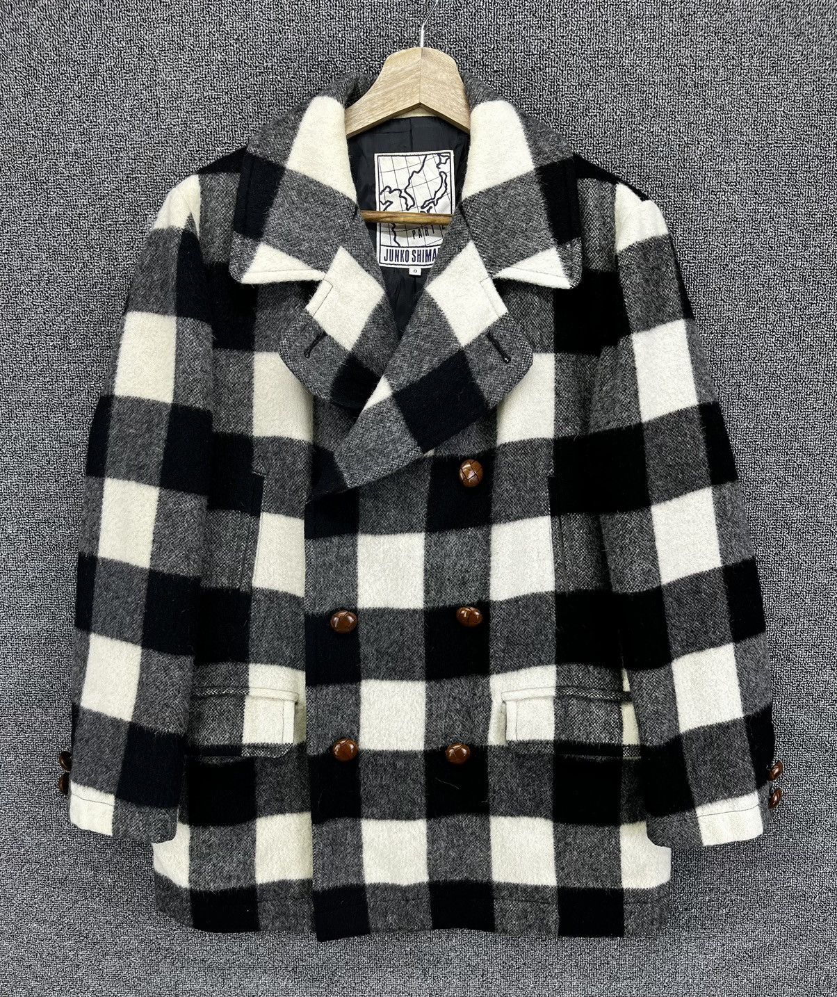 Japanese Brand Junko Shimada Japanese Designer Shadow Plaid Wool Jacket Size US M / EU 48-50 / 2 - 1 Thumbnail