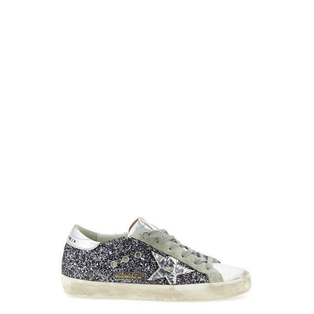 GOLDEN GOOSE Super Star Women's Silver Glittered Sneakers Ne