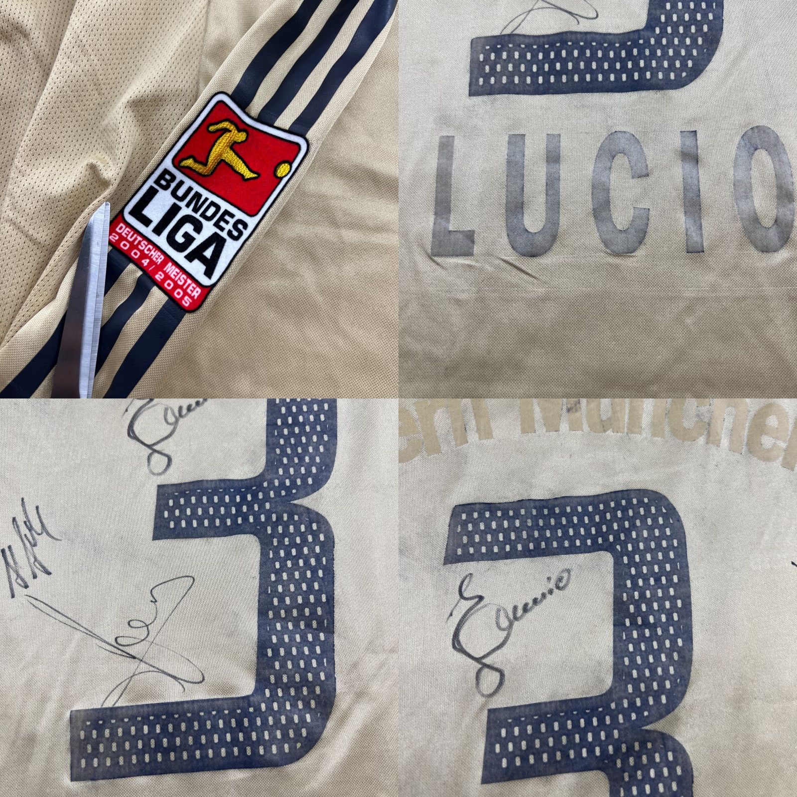 Adidas VINTAGE adidas Bayern Munich 2004 2005 Away Lucio Football Jersey Mens XL Long Sleeve Gold Polo/Prayer? Size US XL / EU 56 / 4 - 9 Thumbnail