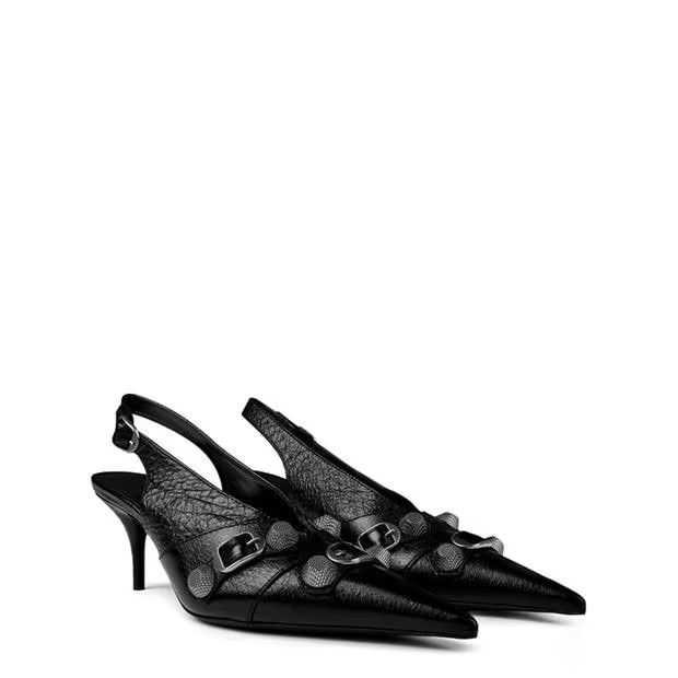 Balenciaga o1g2r1mq0924 Cagole Slingbacks Leather Pumps in Black Nikel Size US 6 / IT 36 - 3 Thumbnail