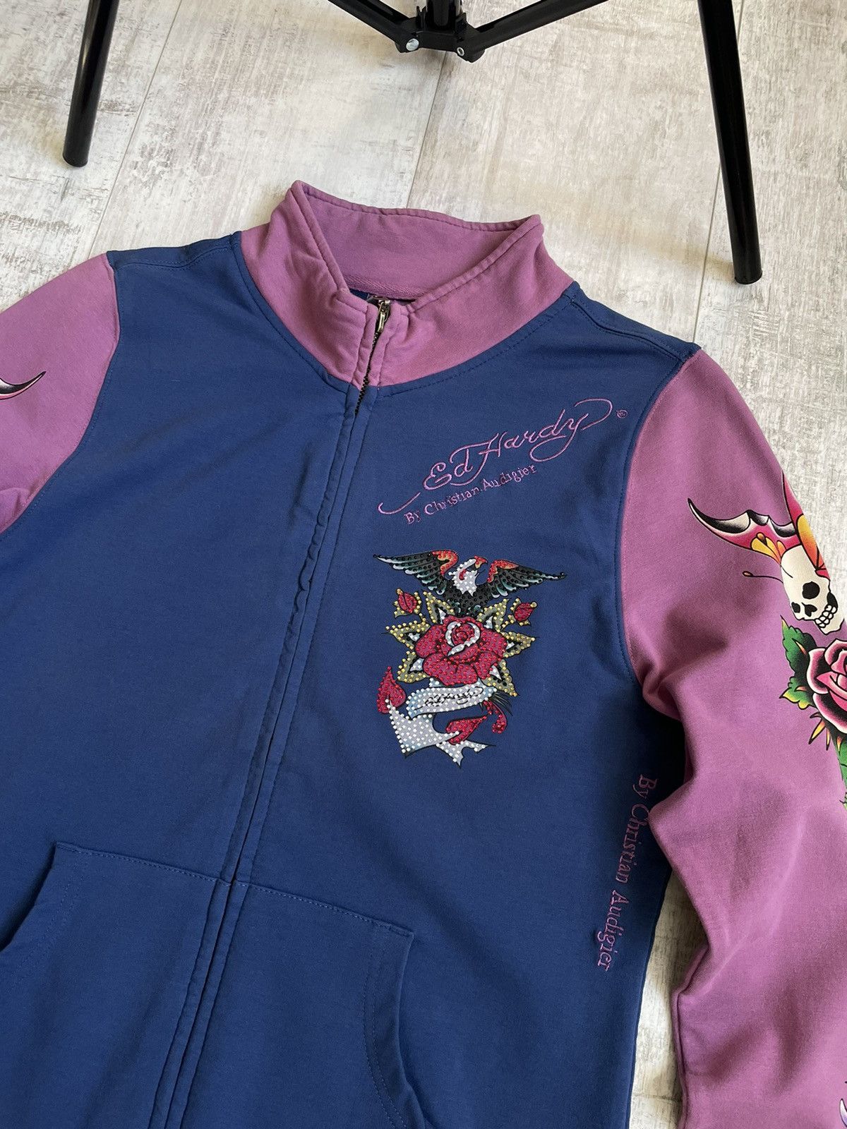 Ed Hardy Vintage Y2K Ed Hardy By Christian Audigier 00’s Zip Sweater Size XL / US 12-14 / IT 48-50 - 4 Thumbnail