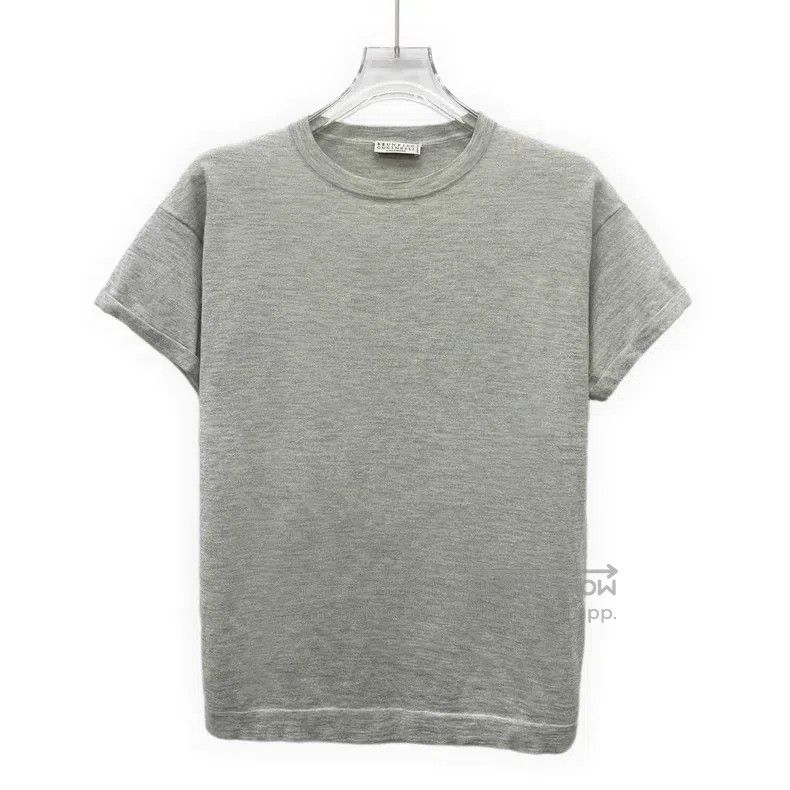 Brunello Cucinelli Brunello Cucinelli Gray Beaded Fine Cashmere Short Sleeve Size S / US 4 / IT 40 - 1 Thumbnail
