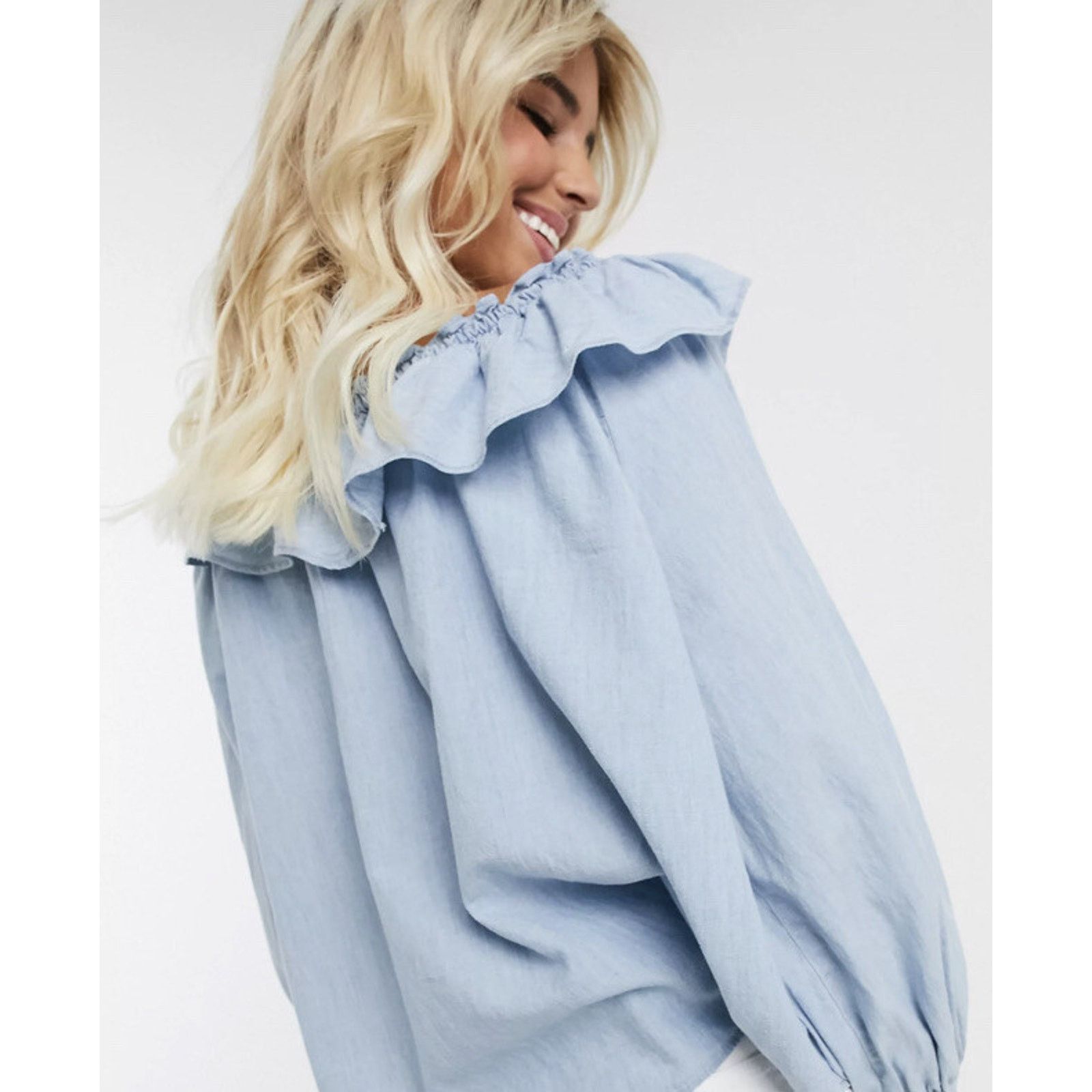 Free People Free People Lily Of The Valley Rufled Tie Blue S top A002065 Size S / US 4 / IT 40 - 4 Thumbnail
