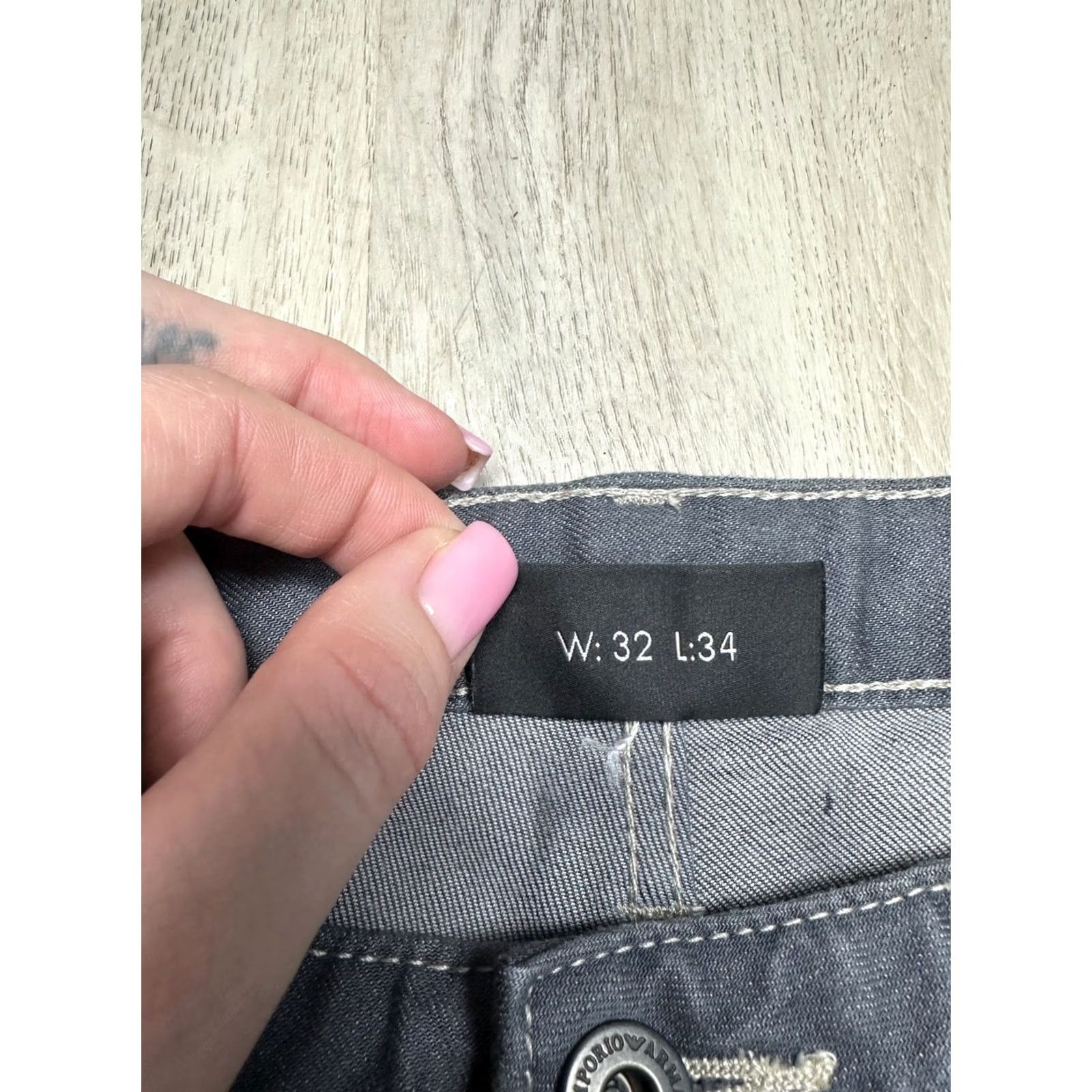 Vintage Armani Jeans Mens Denim Pants Jeans Size 32 Gray Cotton Denim Logo Pockets Inseam 34" Tailored Tapered Regular Waist 32 - Mens Jeans Size US 32 / EU 48 - 7 Thumbnail