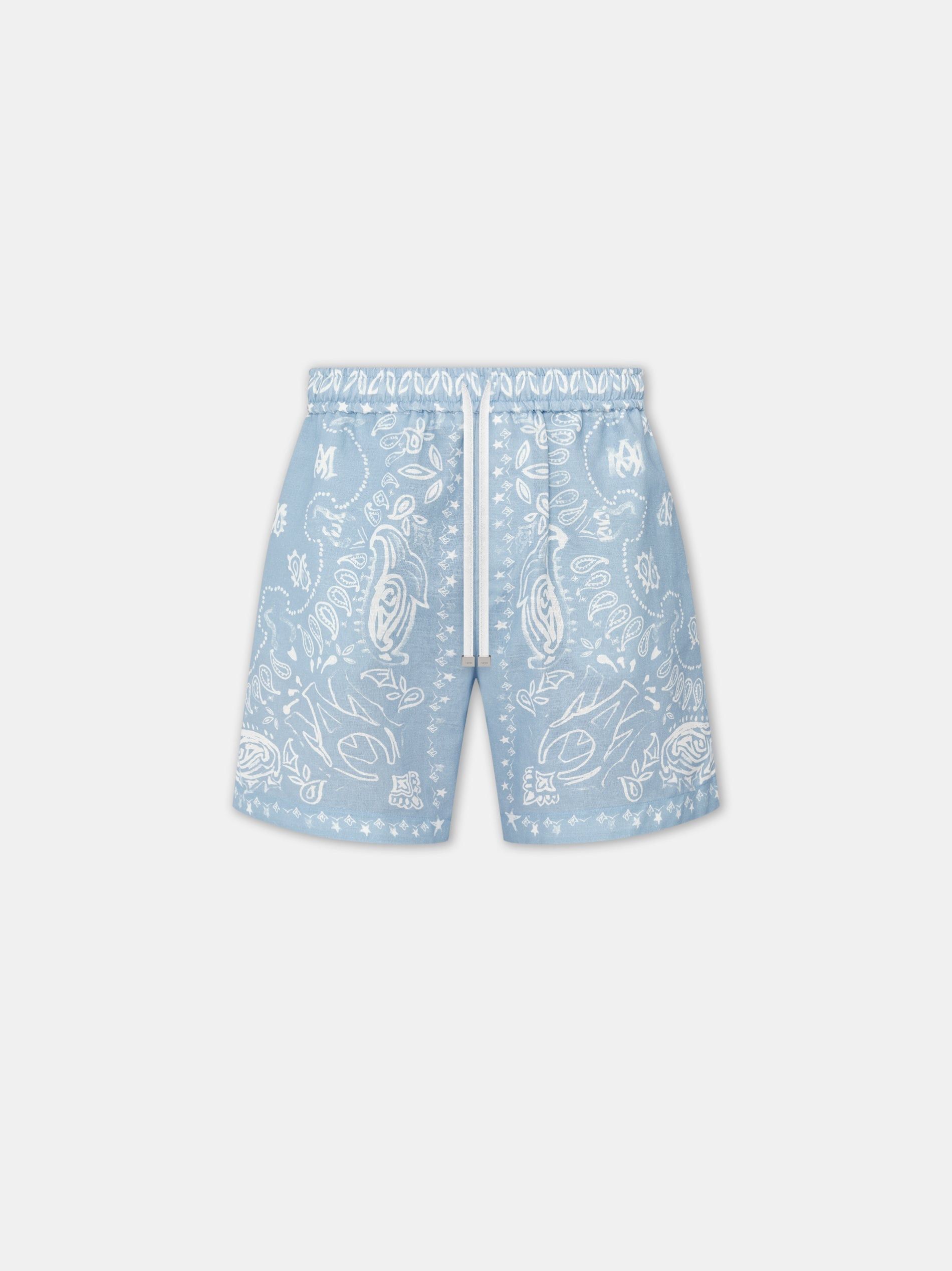 Amiri o1orln1025 Bandana Watercolor Short in Blue/White Size US 30 / EU 46 - 1 Thumbnail