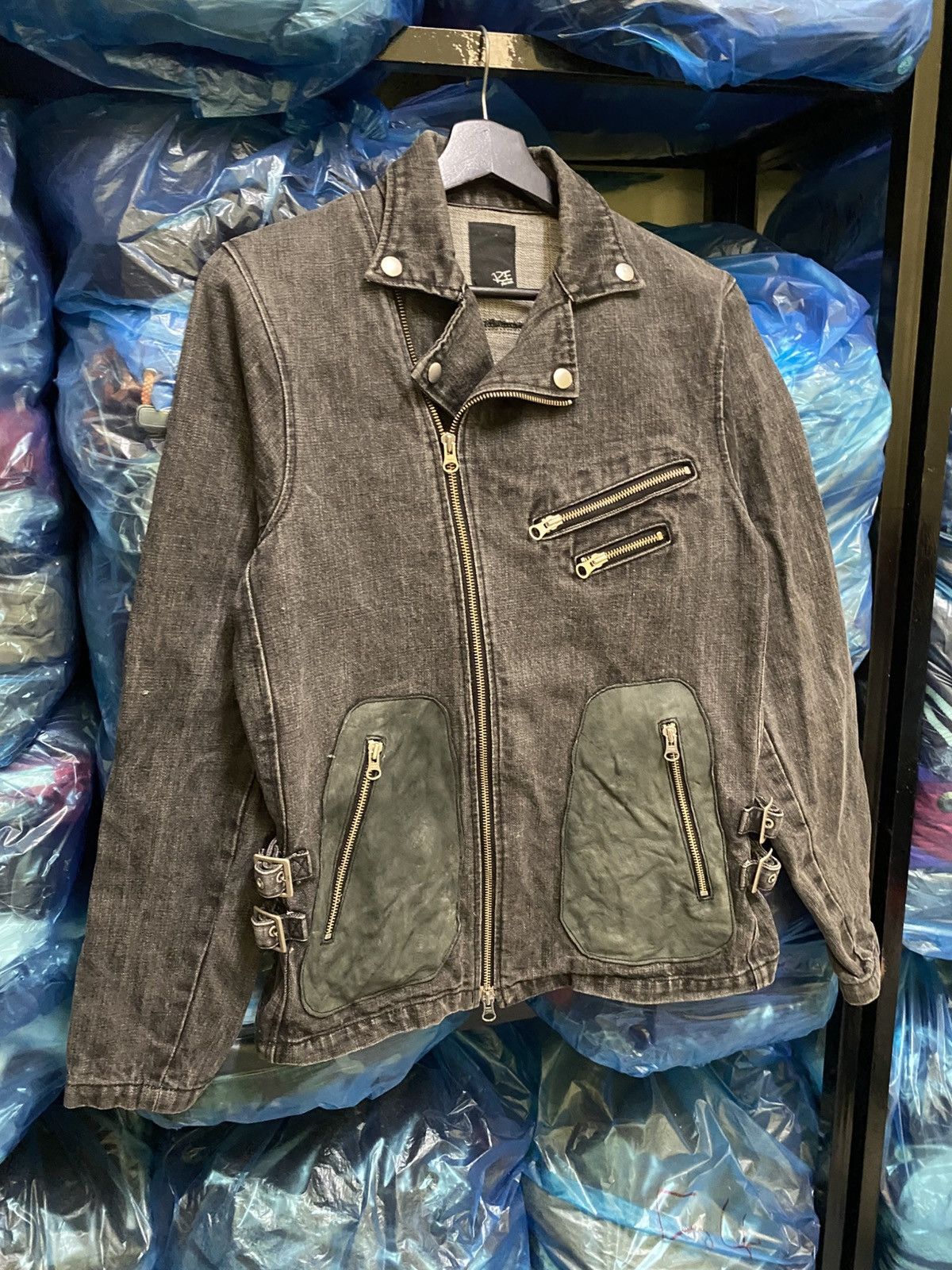 Japanese Brand Plus Create Denim Rider Jacket with Leather Pocket Panels Size US M / EU 48-50 / 2 - 5 Thumbnail