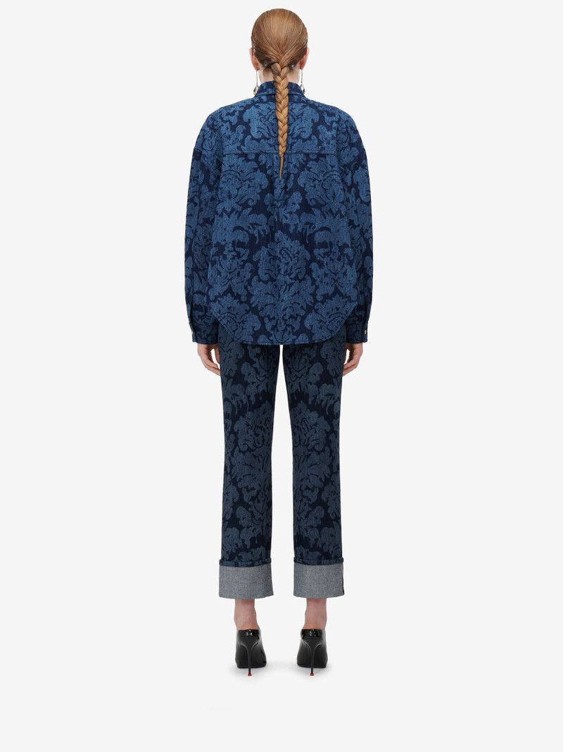 Alexander McQueen o1srvl11e0226 Damask Boyfriend Jeans In Blue Size 25" / US 0 / IT 36 - 4 Thumbnail