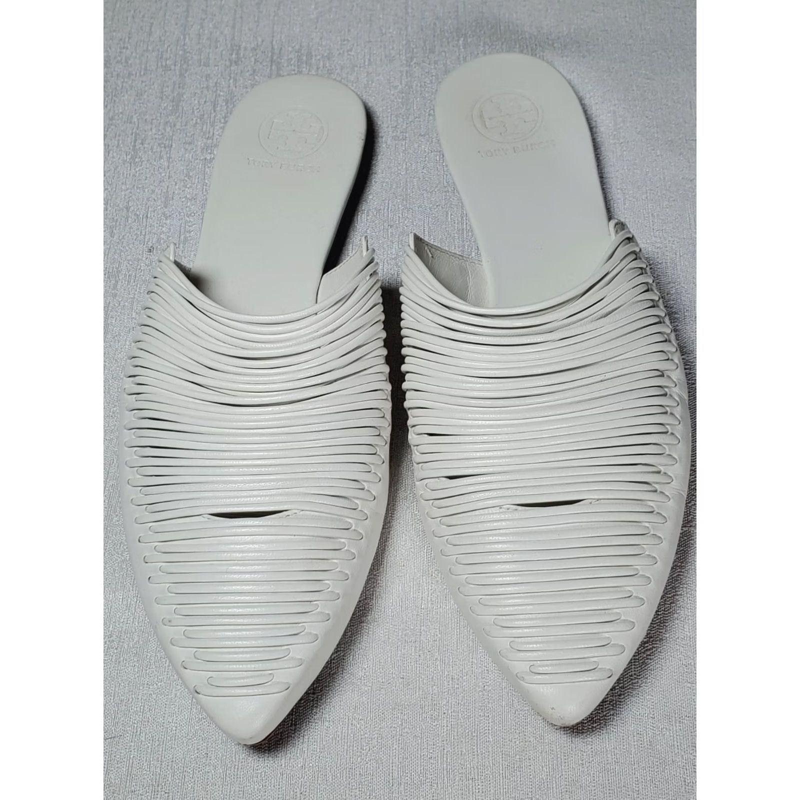 Tory Burch Tory Burch Sienna Flat Slide Mestico White Woven Leather Sandals Women's US 7 M Size US 7 / IT 37 - 7 Thumbnail