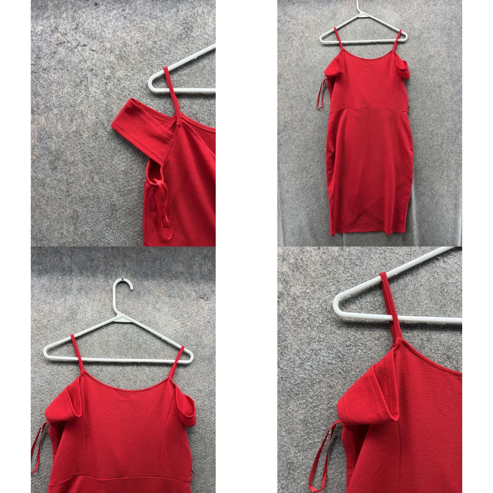 Vintage AX Paris Dress Womens 16 Red Off Shoulder Wrap Bodycon Short Party Cocktail Size 38" / US 16 / IT 52 - 8 Thumbnail