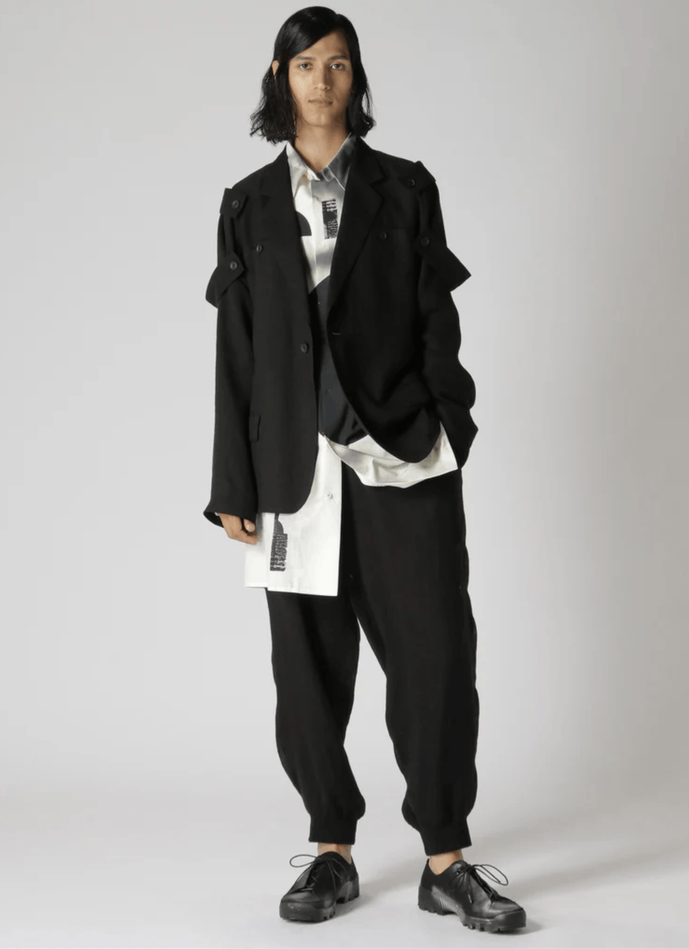 Yohji Yamamoto Yohji Yamamoto Homme Single Button Shoulder Epaulet Jacket Size US M / EU 48-50 / 2 - 11 Thumbnail
