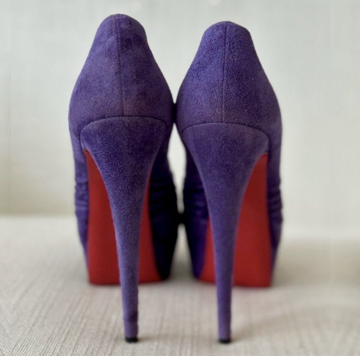 Christian Louboutin Christian Louboutin Peep Toe Suede Heels Size US 7.5 / IT 37.5 - 2 Thumbnail