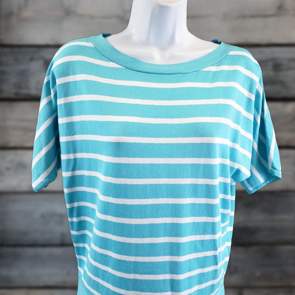 Talbots Talbots Womens Knit Top XS Blue White Stripe Short Sleeve Cotton Blend Blouse Womens XS Blue Stripe Shirt Size XS / US 0-2 / IT 36-38 - 1 Thumbnail