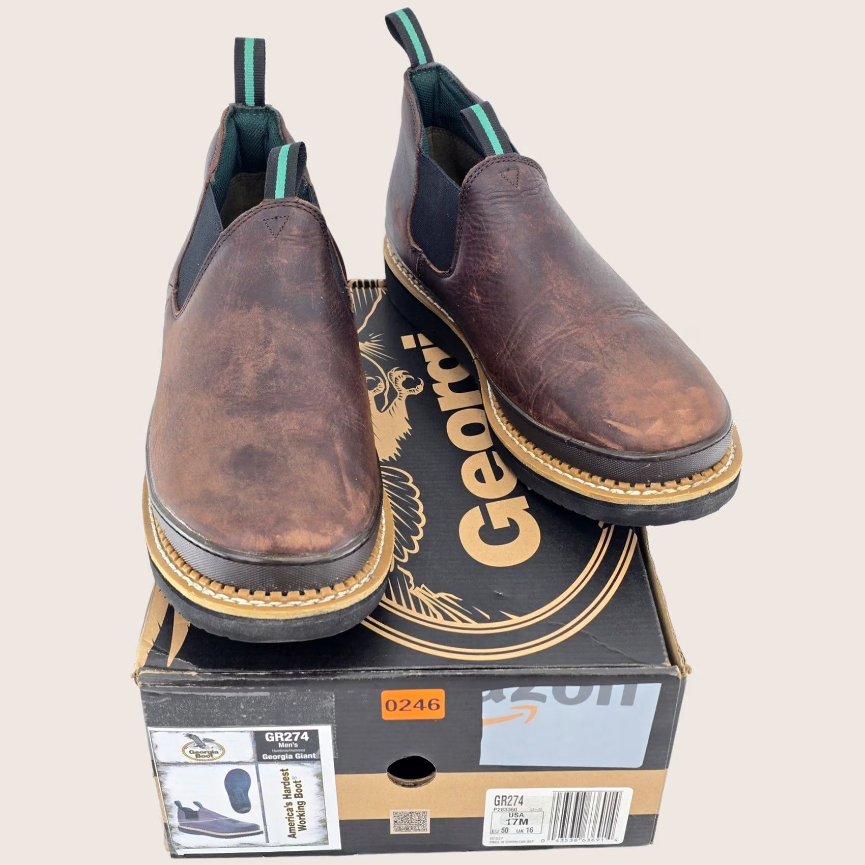 Georgia Boot Georgia Giant Romeo Work Boots Mens 17M Brown Leather Slip On -Good Plaza Las Américas | San Juan, Puerto Rico main image 3