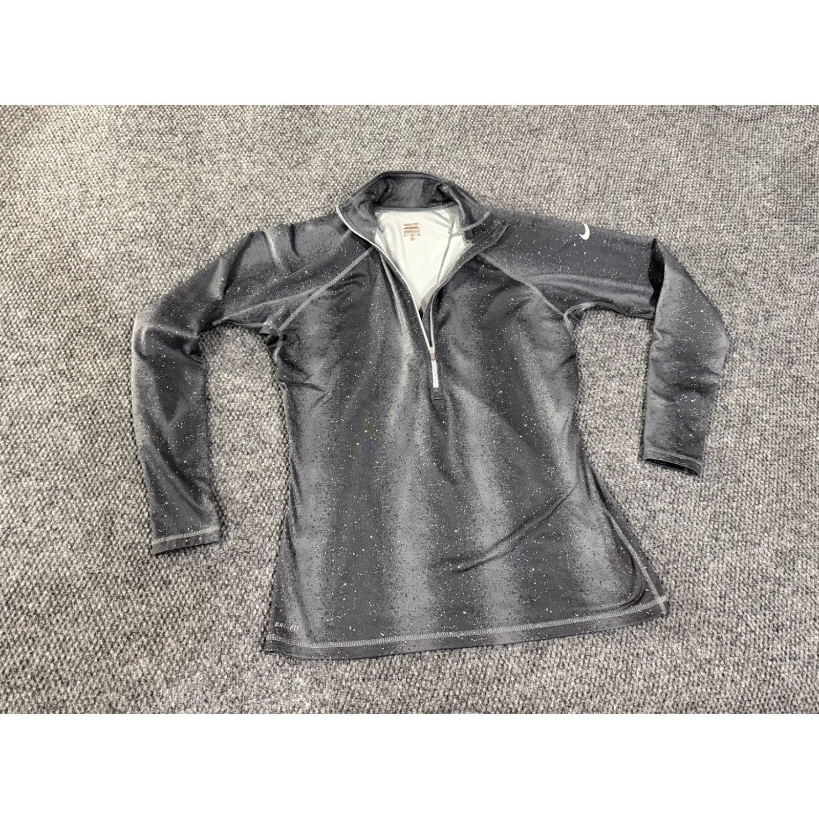 Nike Nike Pro Sweatshirt Women's XL Gray Speckled Dri-Fit Pullover Mock Neck Zip Pockets Stretch Activewear Athletic Size XL / US 12-14 / IT 48-50 - 2 Thumbnail