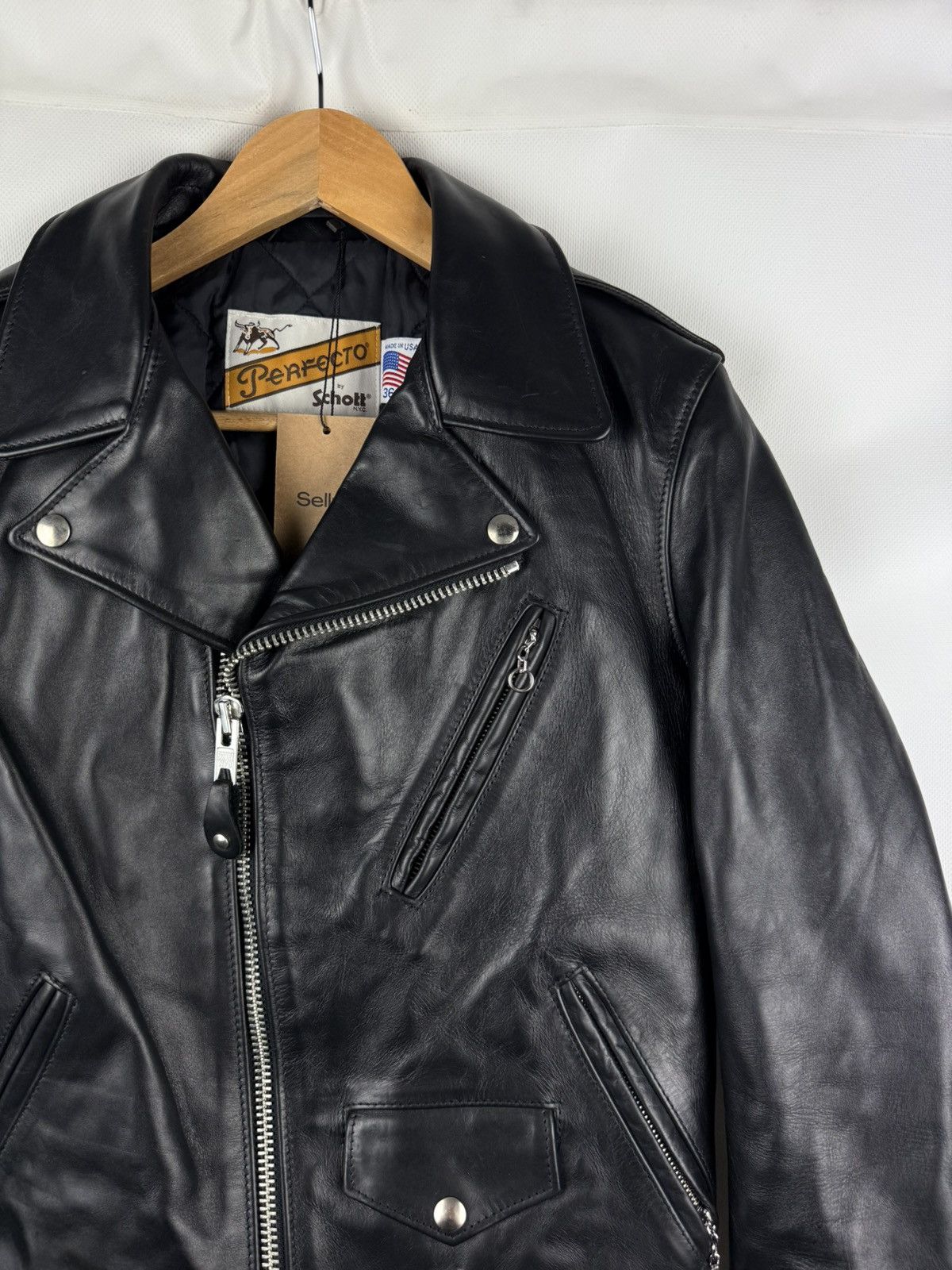 Schott Schott Perfecto Ladies Leather Biker Full Zip Jacket USA Size XS / US 0-2 / IT 36-38 - 3 Thumbnail