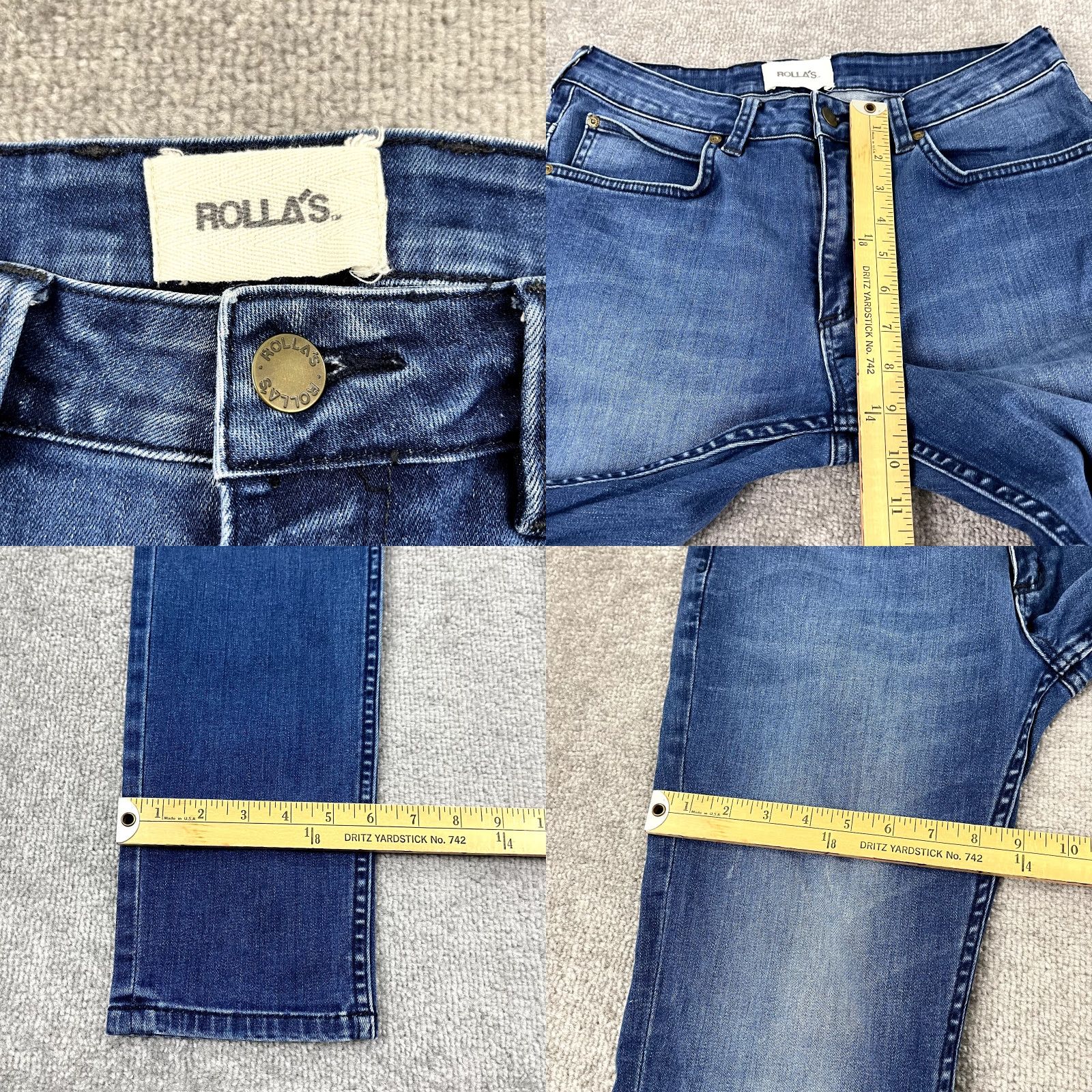 Denime ROLLAS Jeans Mens 32 x 32 (Fits 31x31) Stinger Skinny Fit Stretch Blue Denim Size US 32 / EU 48 - 8 Thumbnail