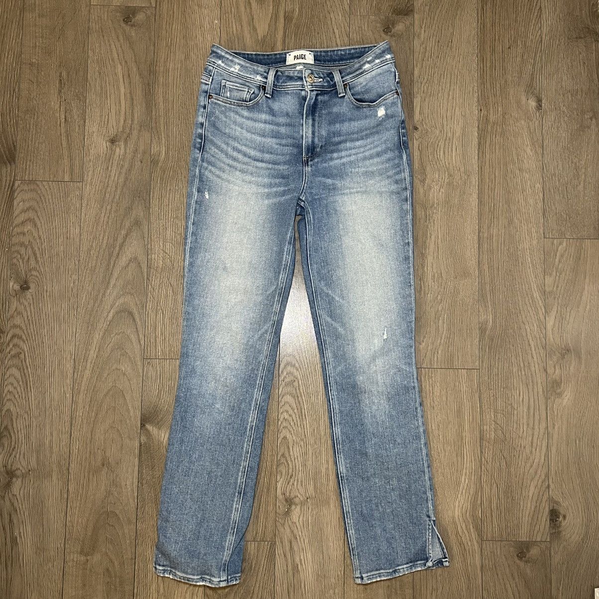 Paige Paige Cindy Outseam Slit Jean in Seaspray Distressed Size 27 Size 27" / US 4 / IT 40 - 1 Thumbnail