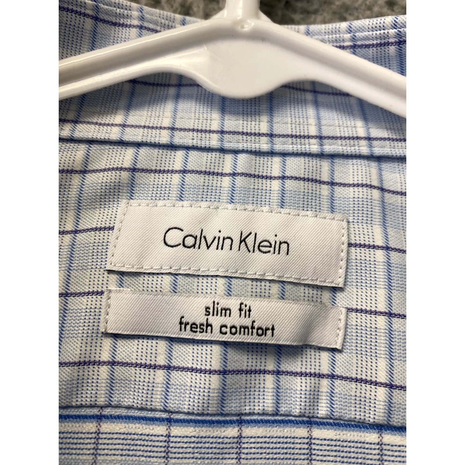 Calvin Klein Calvin Klein Shirt Men 15 1/2 32/33 Blue Check Slim Fit Button-Up Long Sleeve Collared Easy Care Formal Size US M / EU 48-50 / 2 - 4 Thumbnail
