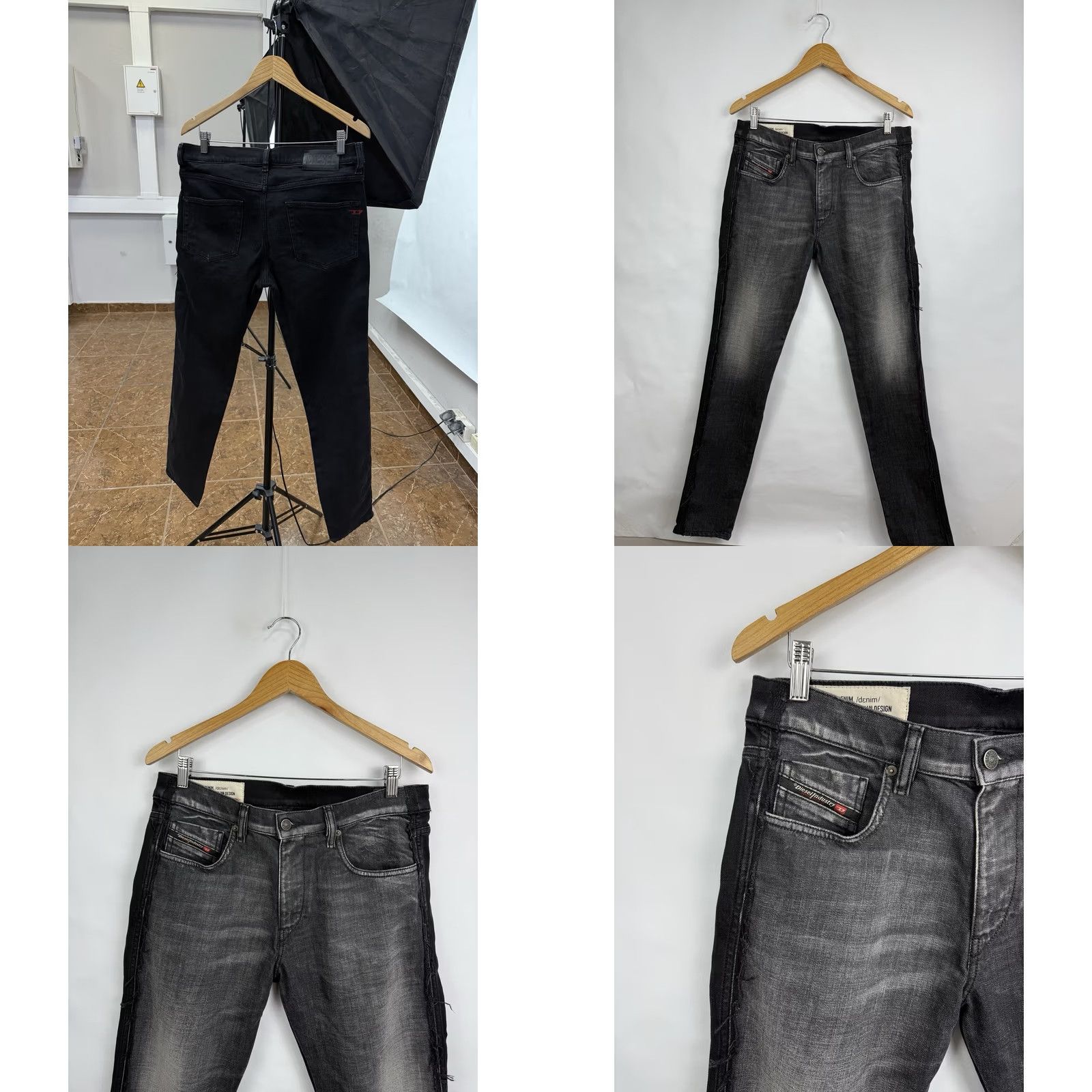 Diesel Diesel D-Strukt Slim 009HY Stretch Jeans Punk Opium Black W33/L34 Slim Mens Jeans Size US 33 - 8 Thumbnail