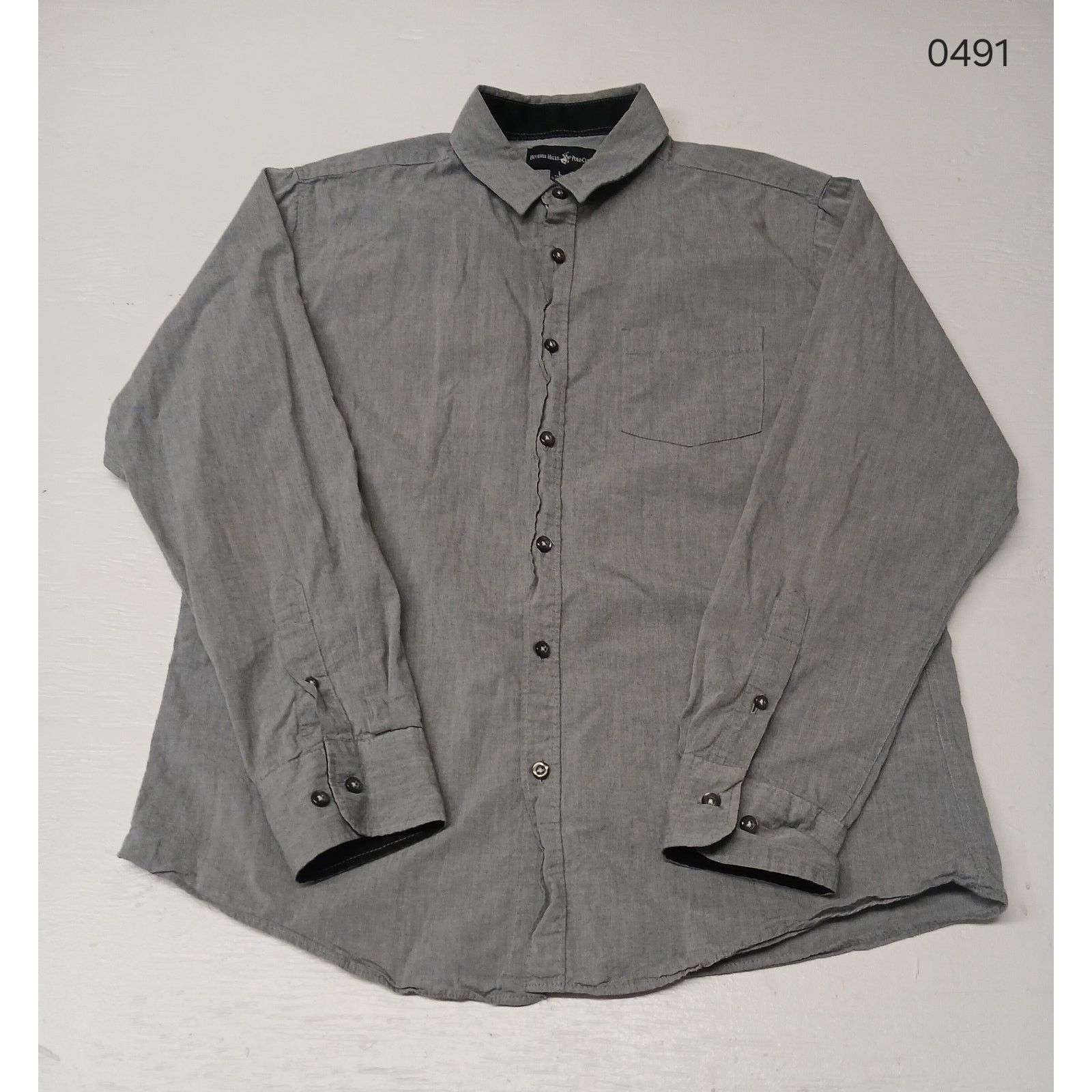Polo Ralph Lauren Beverly Hills Polo Club (Large) Gray Long Button Shirt Size US L / EU 52-54 / 3 - 1 Thumbnail