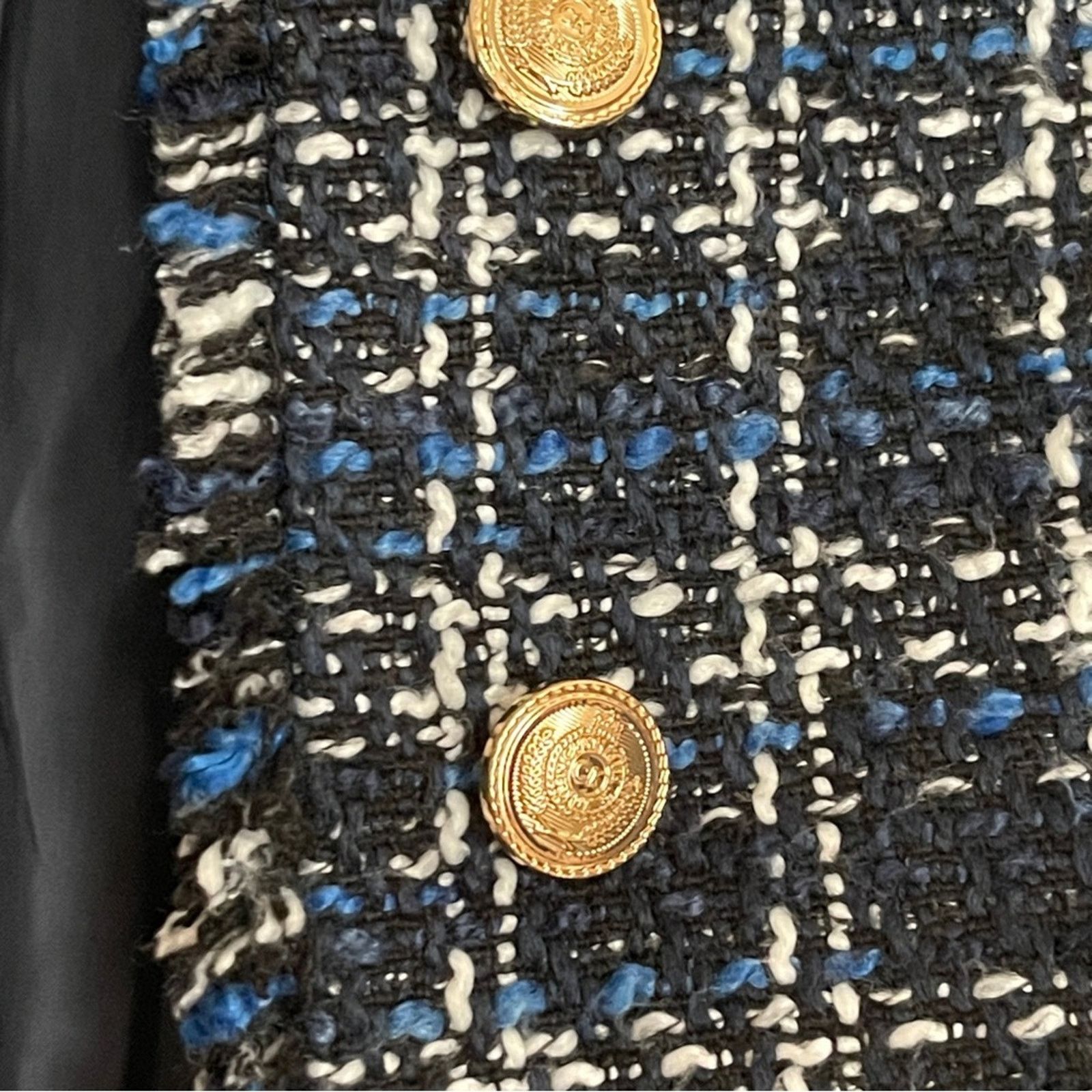 Calvin Klein Calvin Klein Fringe Tweed Open Front Blazer Size M / US 6-8 / IT 42-44 - 3 Thumbnail