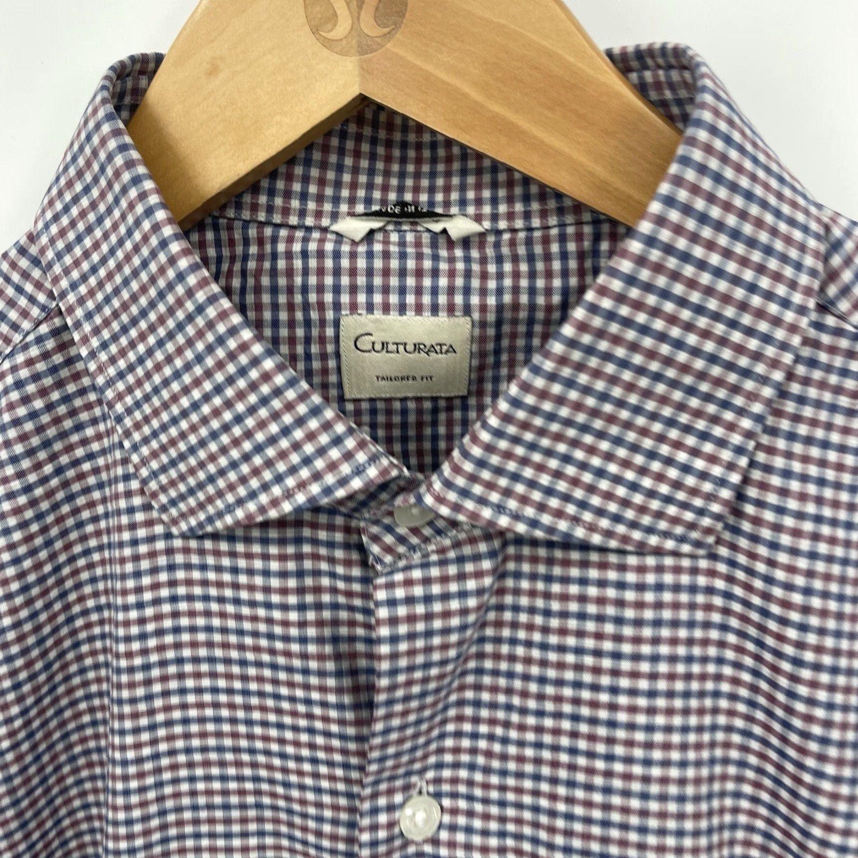 Vintage Culturata Button-Up Shirt Mens XL Plaid Gingham Cotton Blue White 90s Classic Designer Mens Clothing Size US XL / EU 56 / 4 - 7 Thumbnail