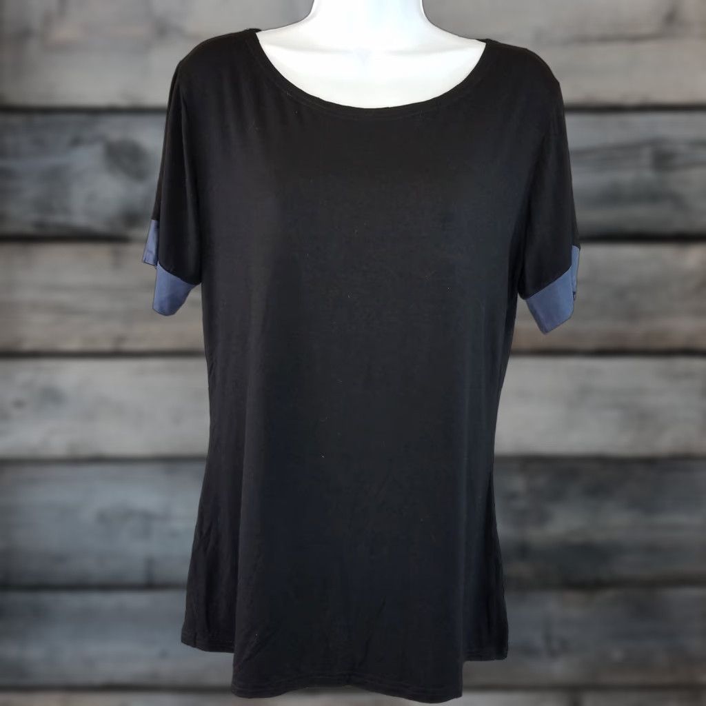 Vintage Sarin Mathews Womens Tee Sz Medium Short Sleeve Black Gray Cotton Blend Size 32" / US 10 / IT 46 - 1 Thumbnail